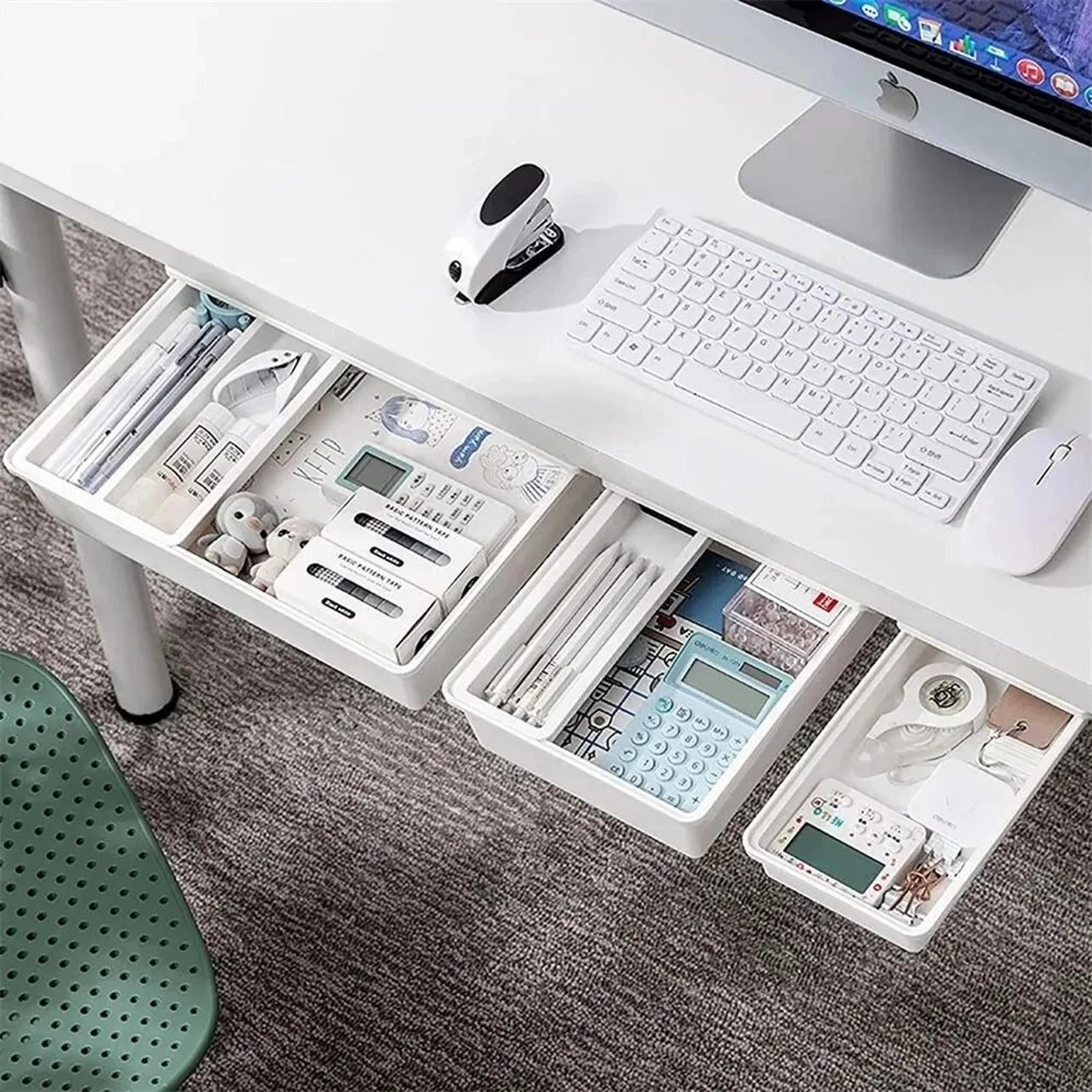 hidden storage box desk storage drawer self adhesive plastic table organizer