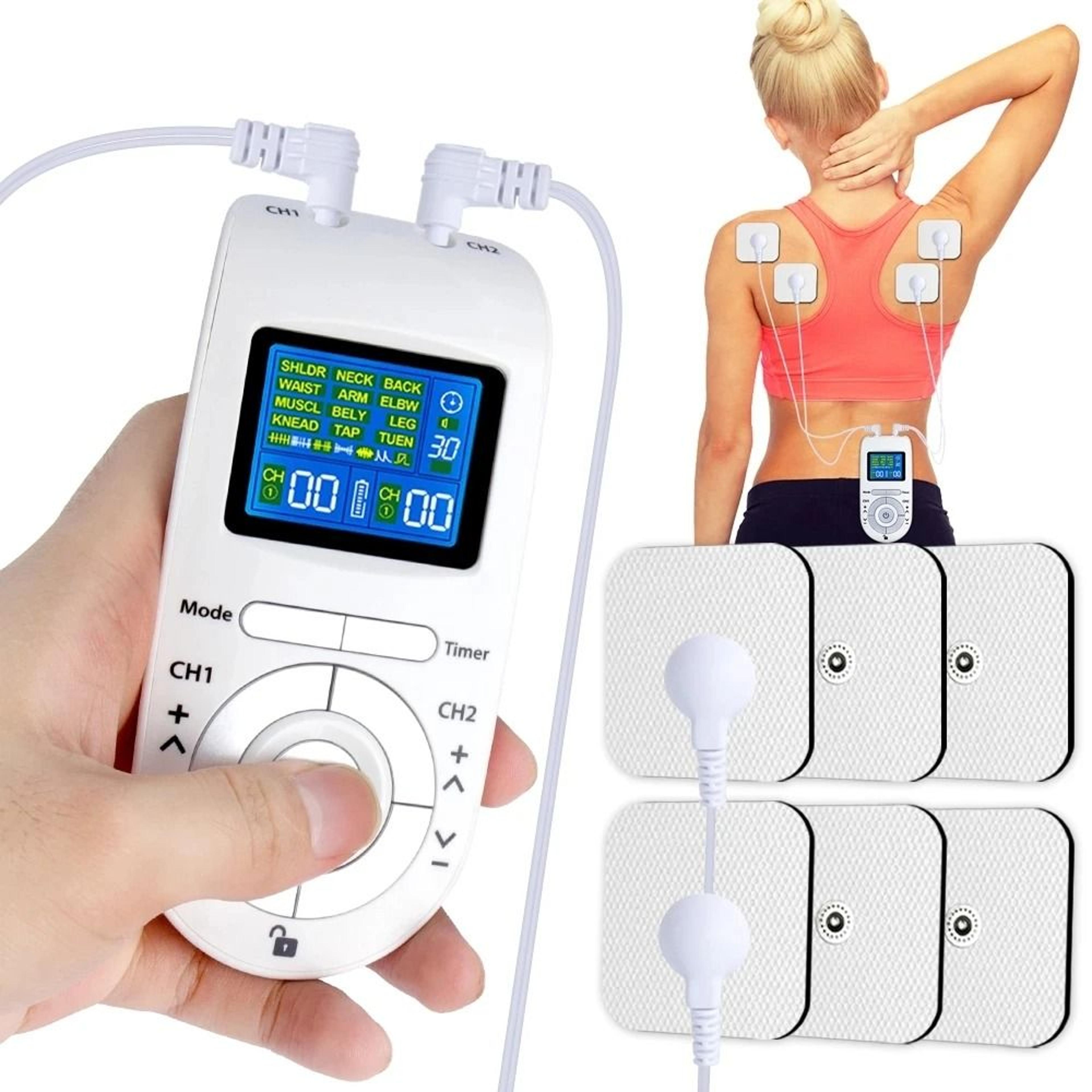 digital 12 mode tens ems machine with 4 electrode pads muscle stimulator