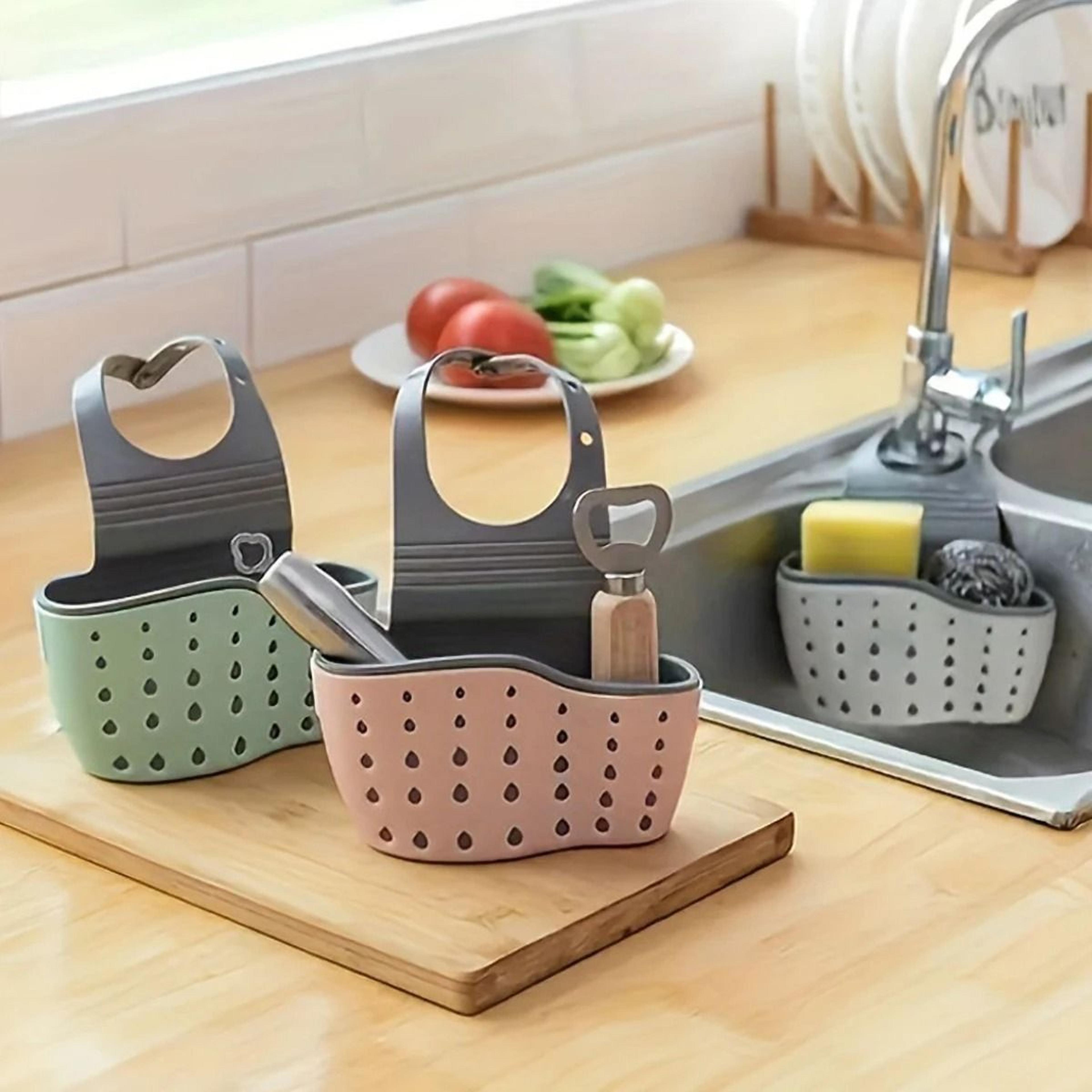 kitchen sink holder hanging drain basket adjustable soap sponge shelf organizer