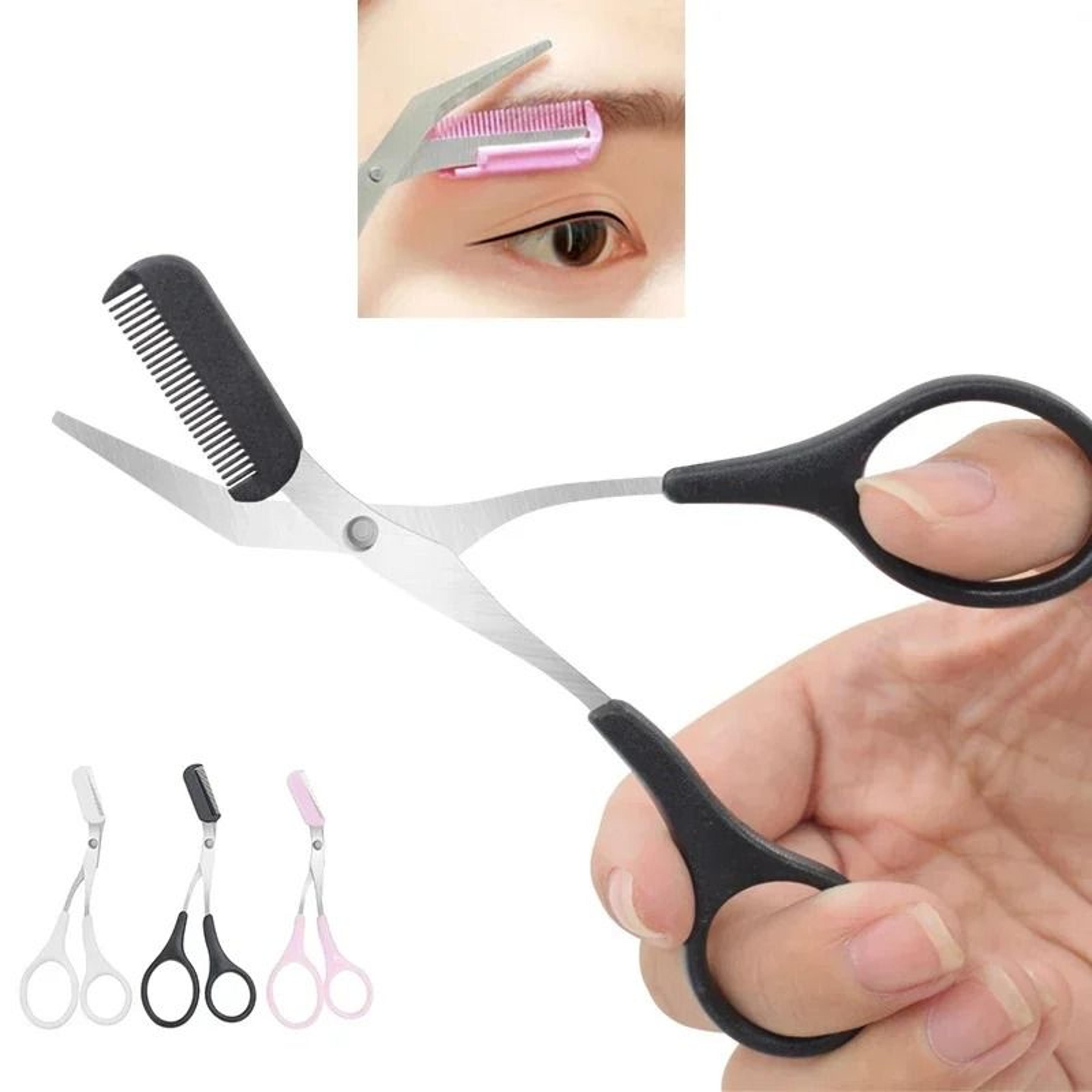 stainless steel eyebrow trimmer scissors with comb hair removal makeup tool