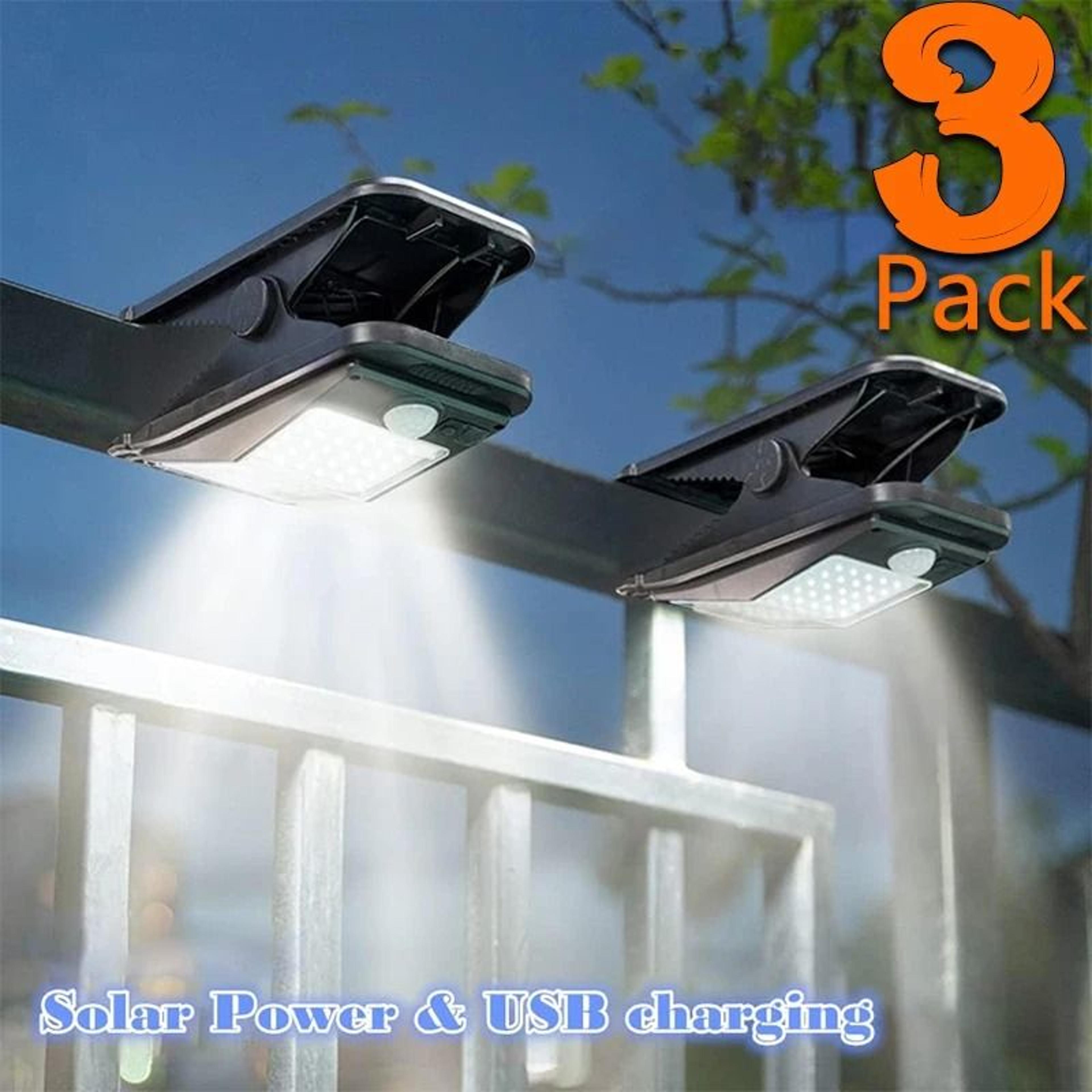 solar security light outdoor motion sensor clip ip65 waterproof garden camping light