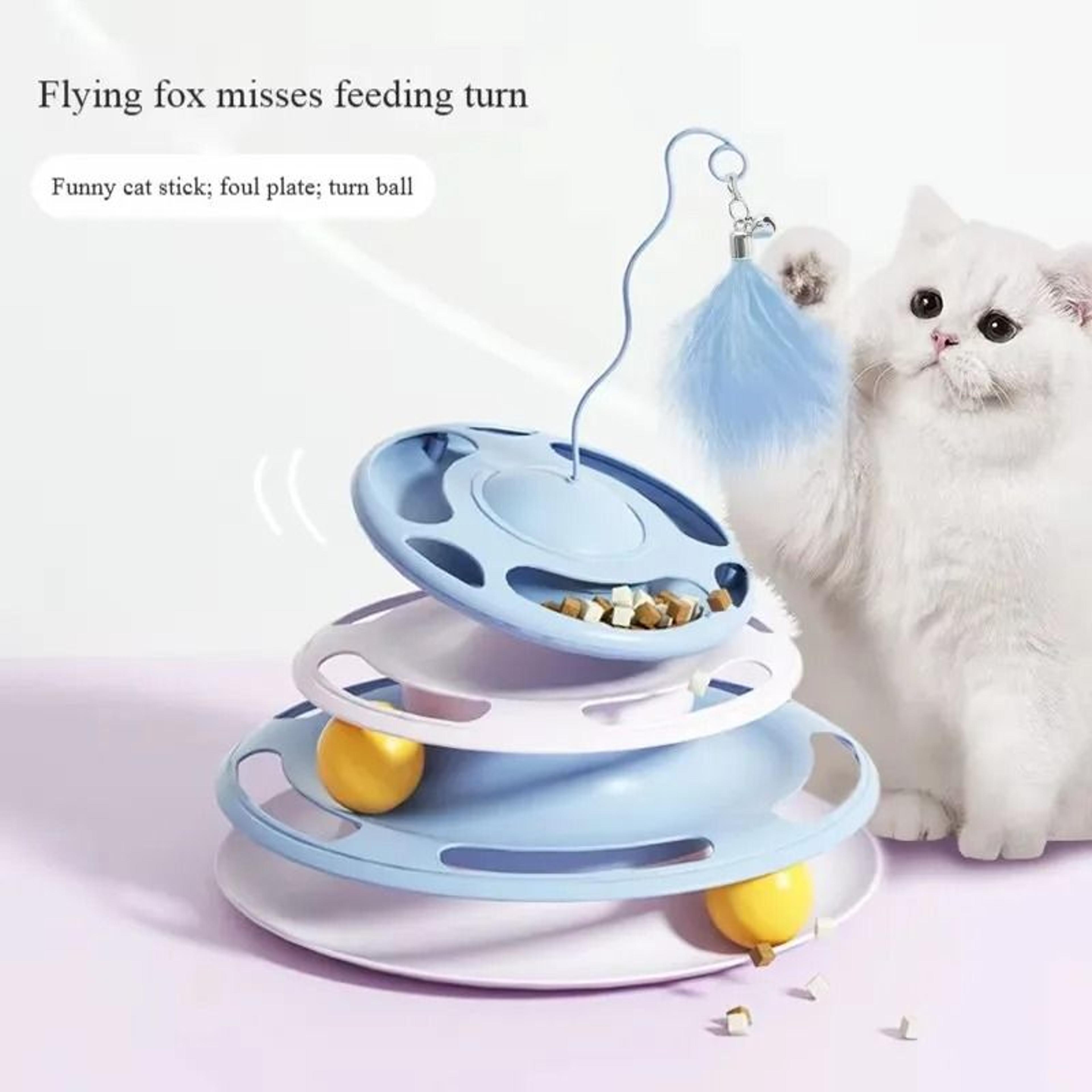 cat turntable feeder and interactive toy for boredom relief
