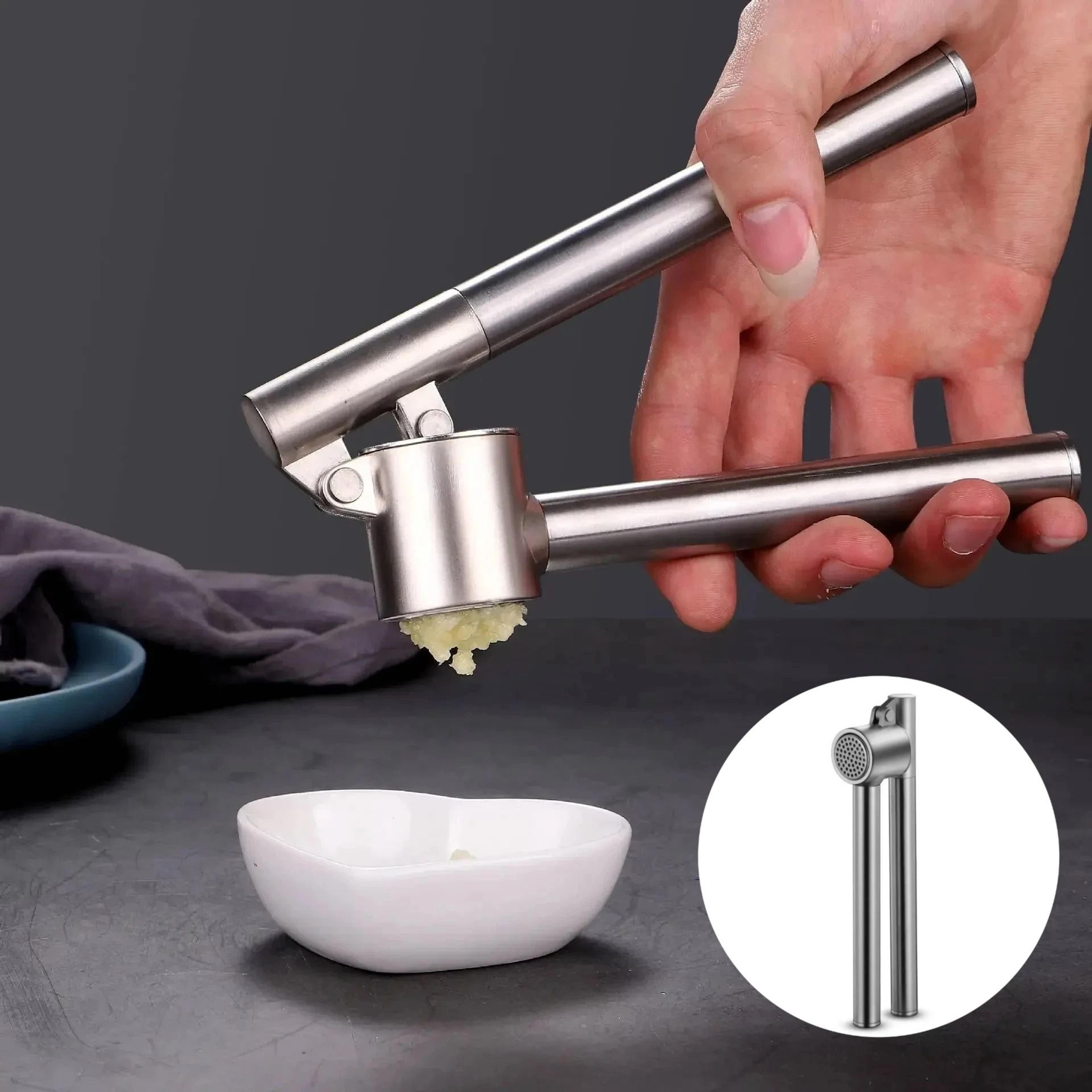 stainless steel garlic press mincer 7 in extended edition rust proof kitchen gadget