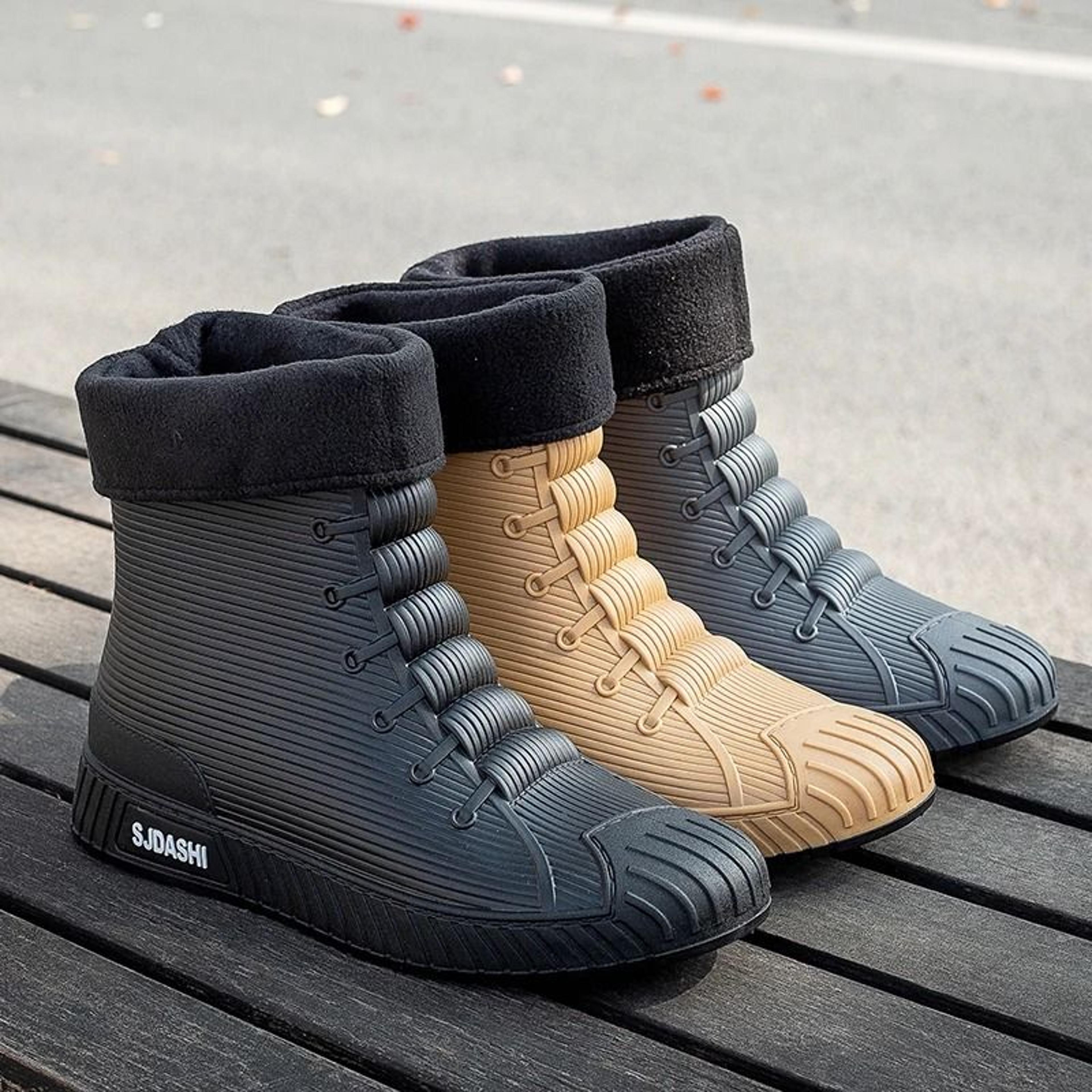 rain boots for men women mid calf waterproof winter lined outdoor anti slip shoes