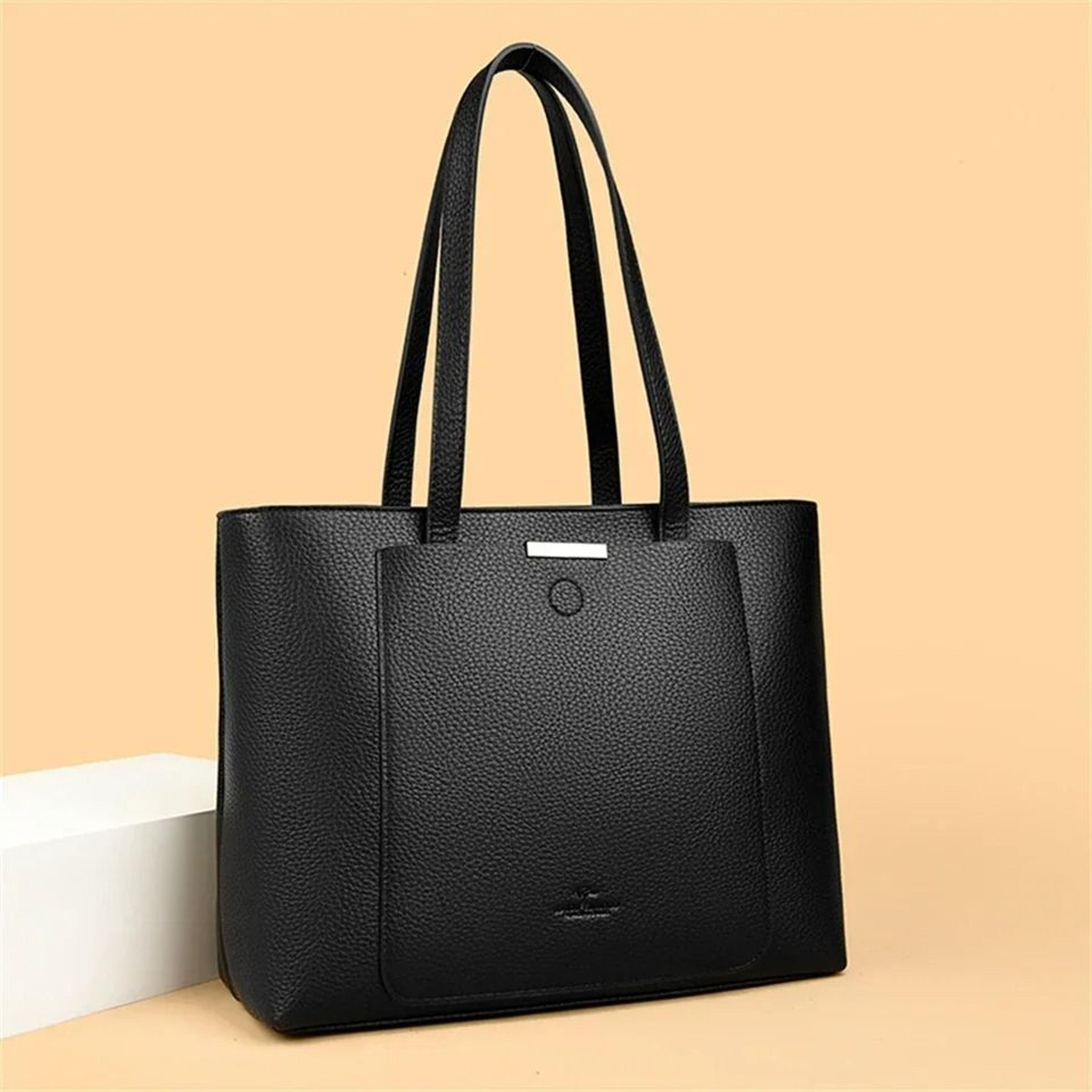 luxurious soft pu leather womens large handbag shoulder tote shopping bag