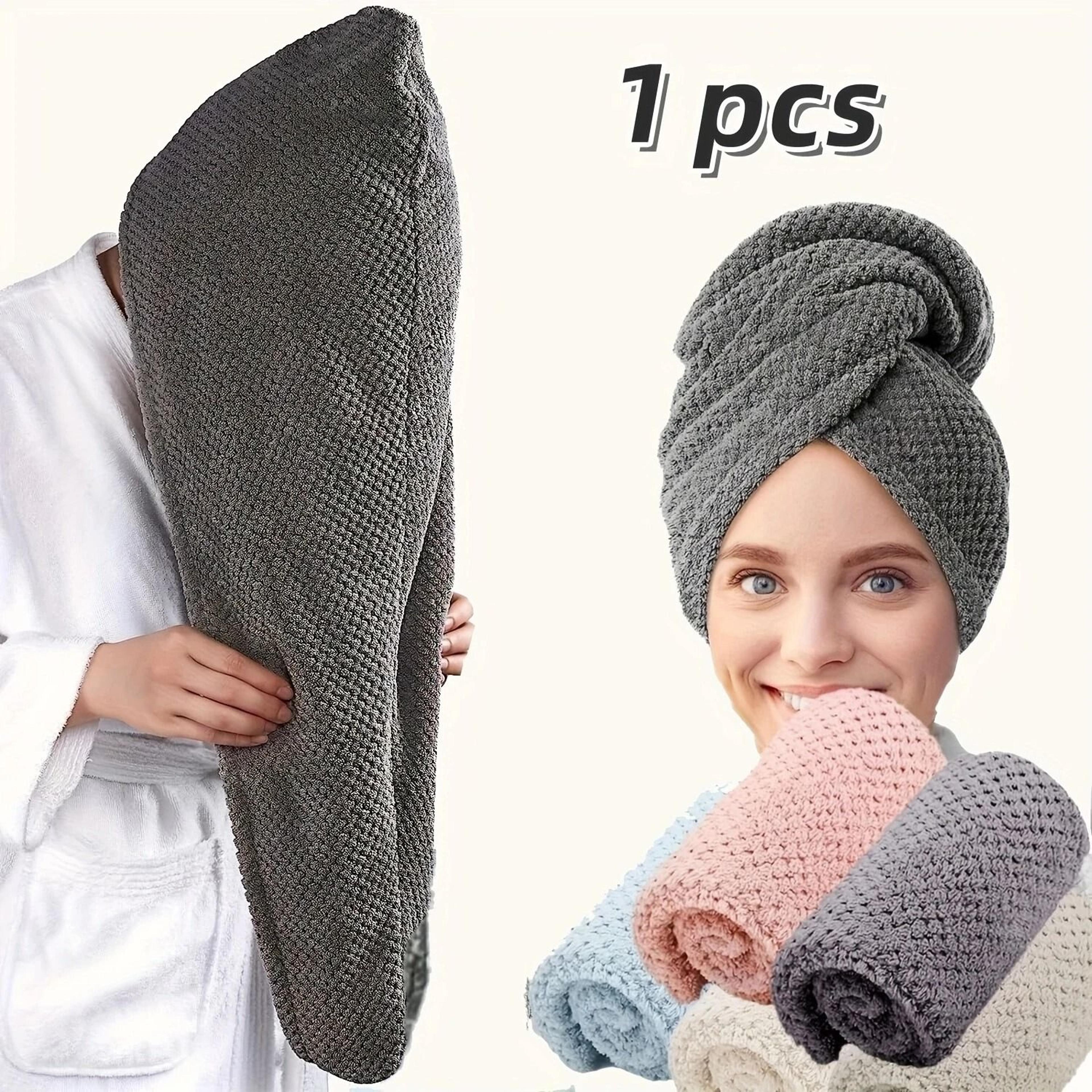 solid color hair towel textured dry hair cap wrap 9.8 x 25.5 in absorbent for women