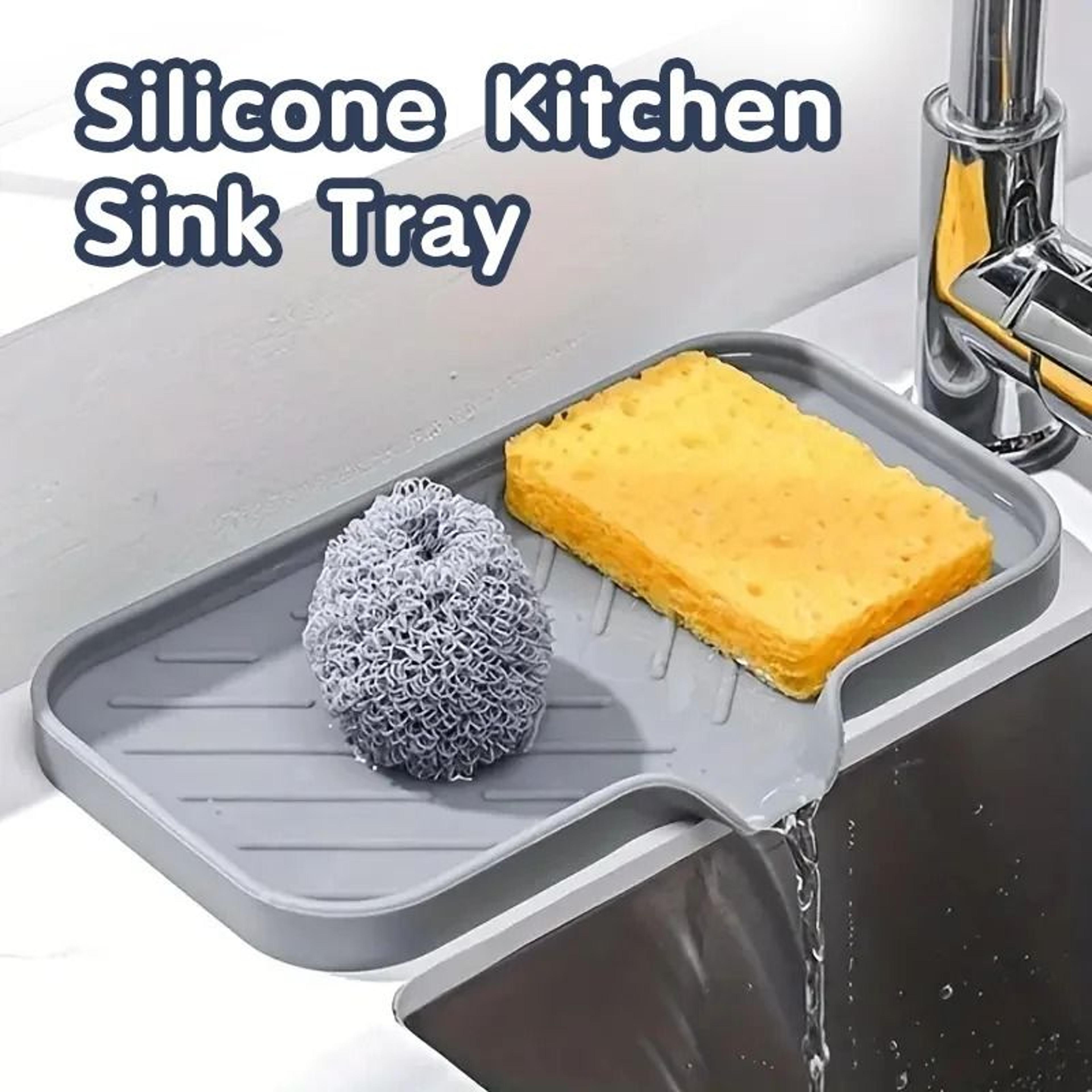 silicone faucet mat kitchen sink tray soap dispenser sponge drain pad countertop storage