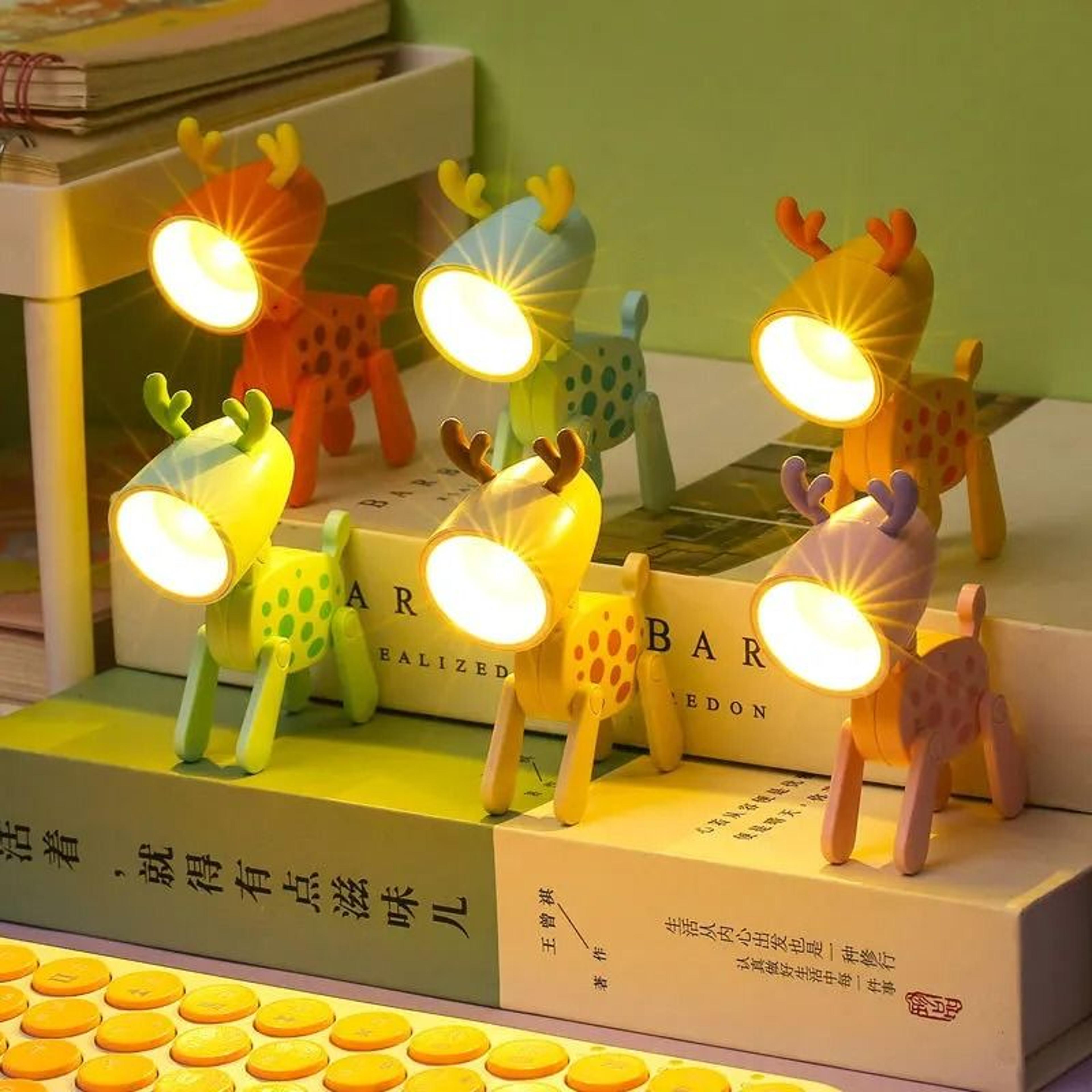mini led night light folding desk lamp cartoon pet dog deer shape