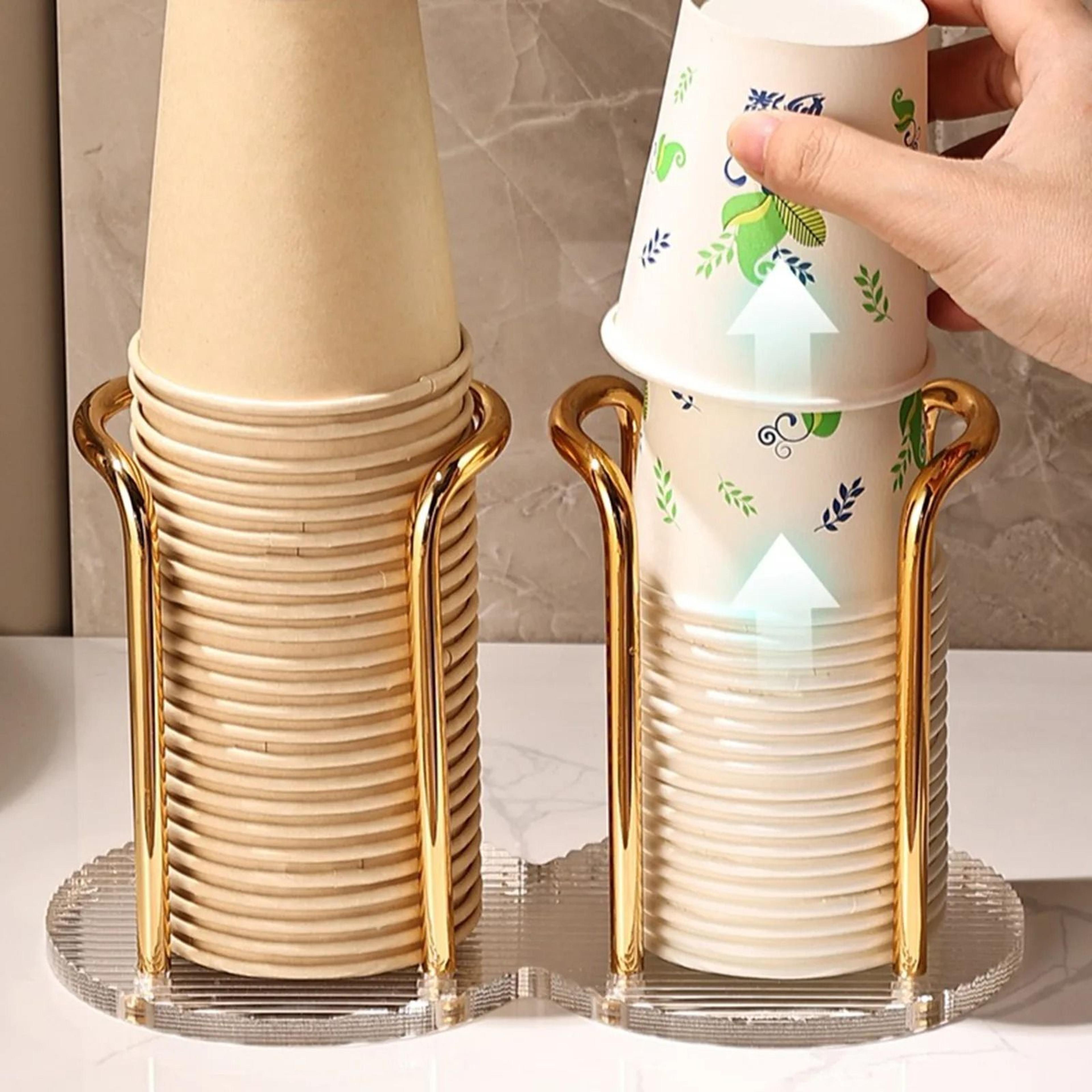 luxury disposable cup storage holder dispenser rack shelf for home