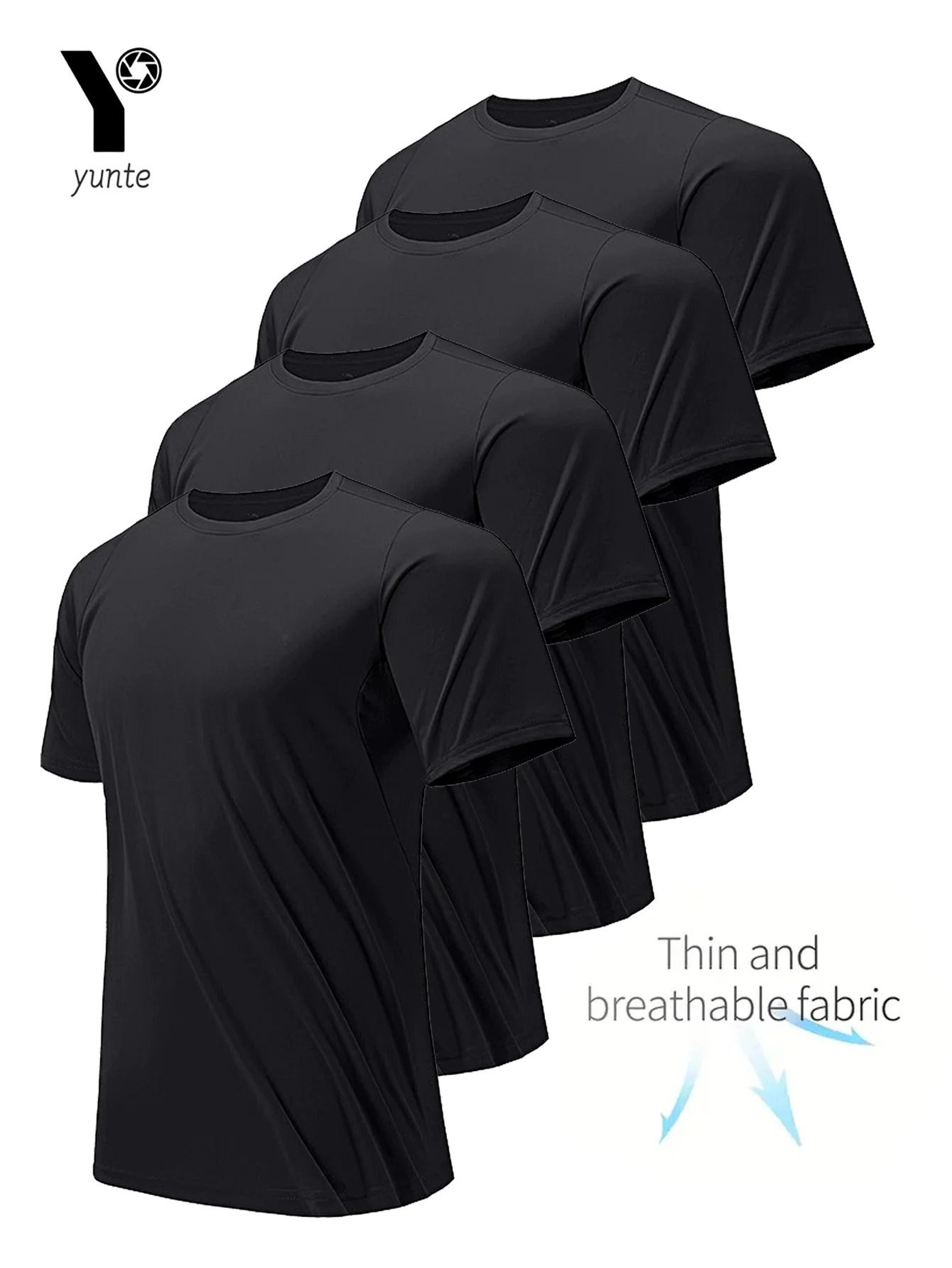 mens 4 pack quick dry round neck t shirts lightweight breathable fitness top