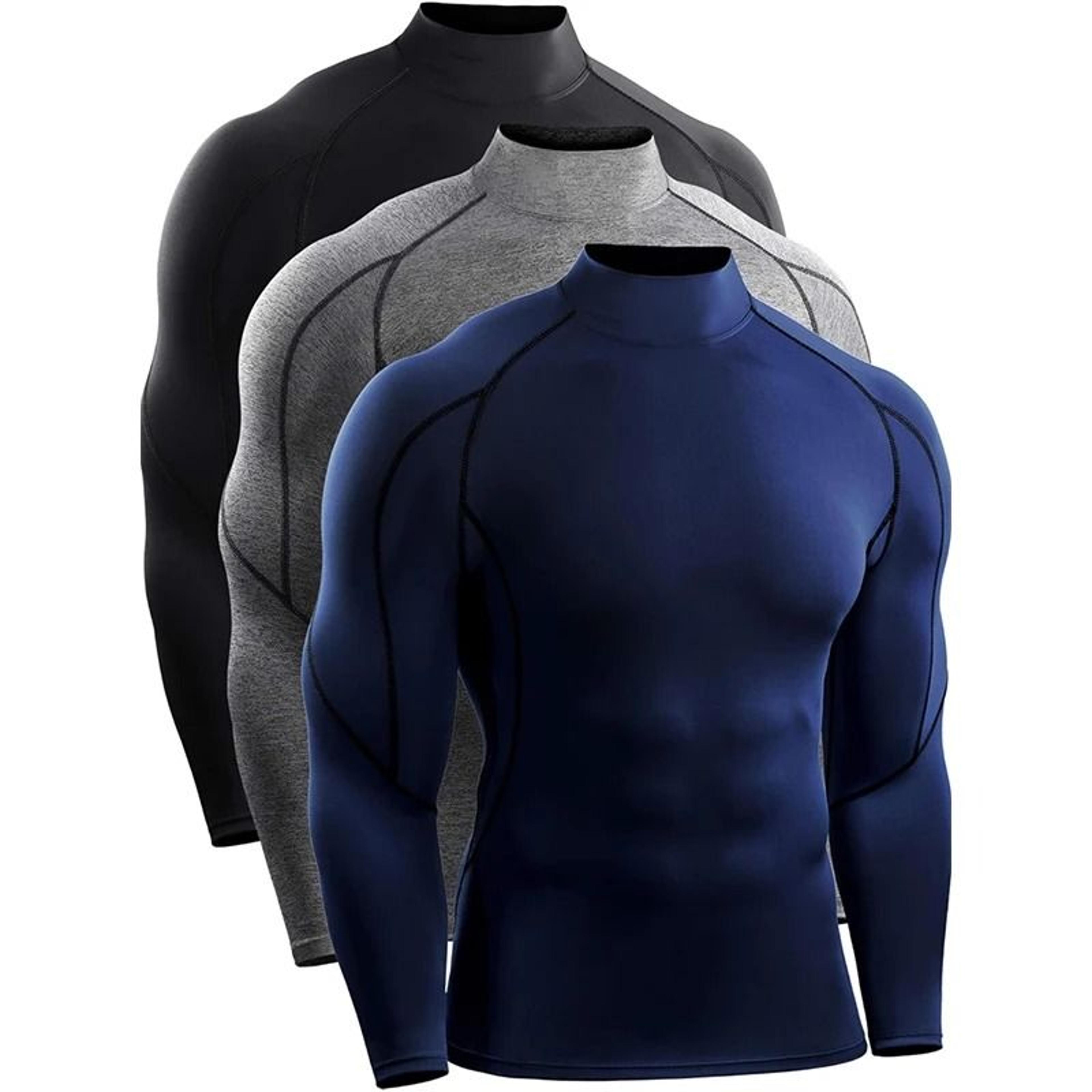 men long sleeve compression running t shirt gym fitness training top