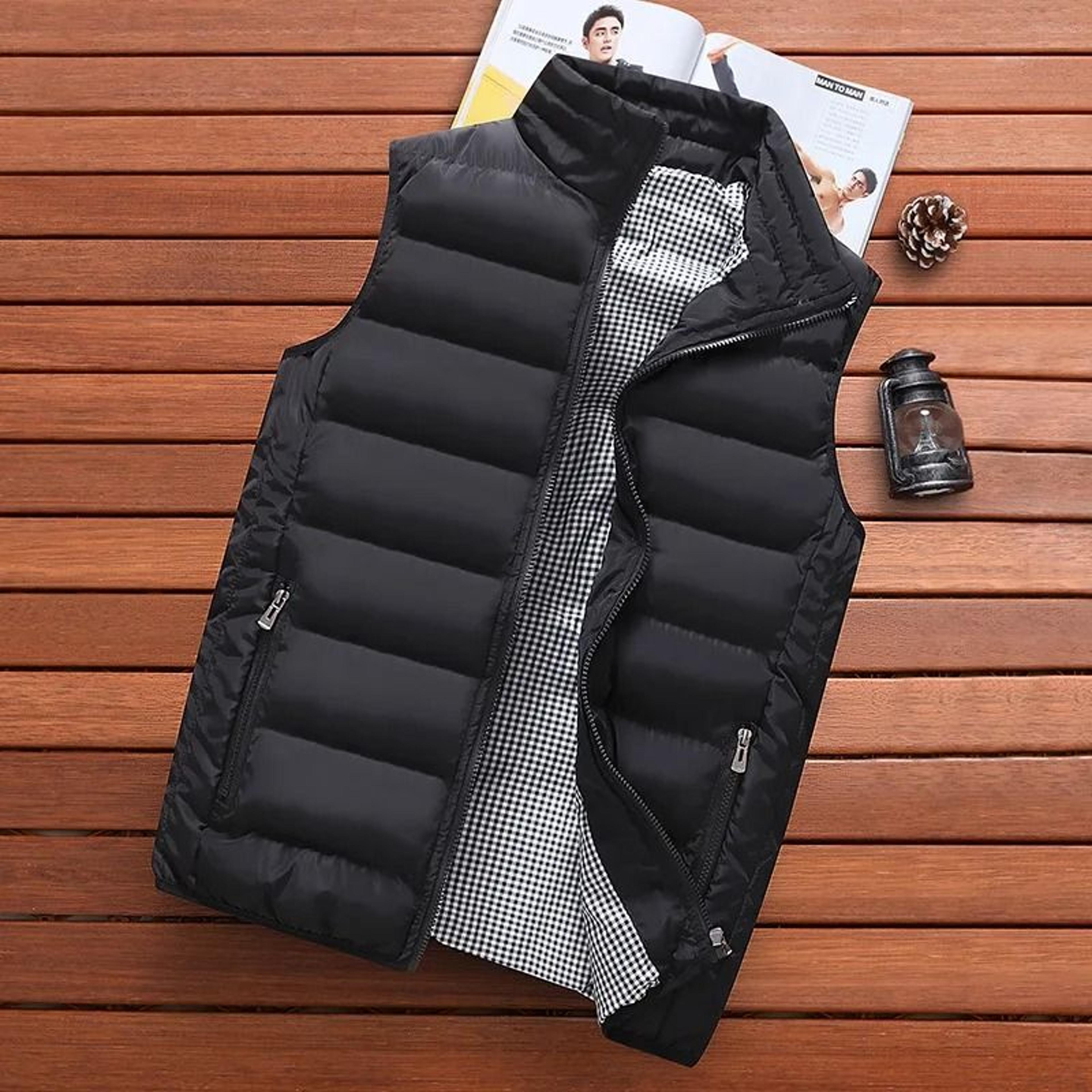men windproof warm padded vest winter sleeveless jacket