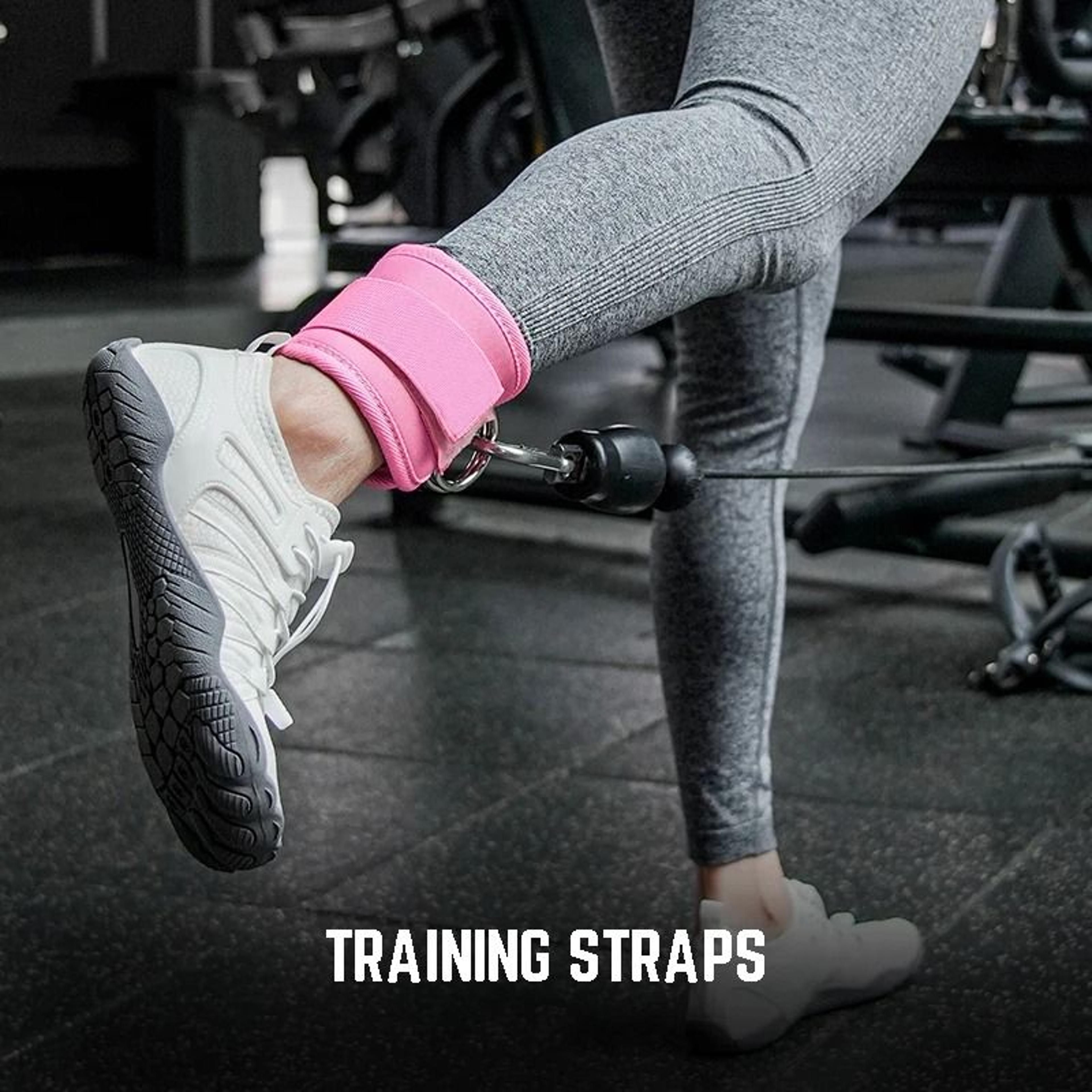 gym ankle straps double d ring adjustable neoprene padded cuffs