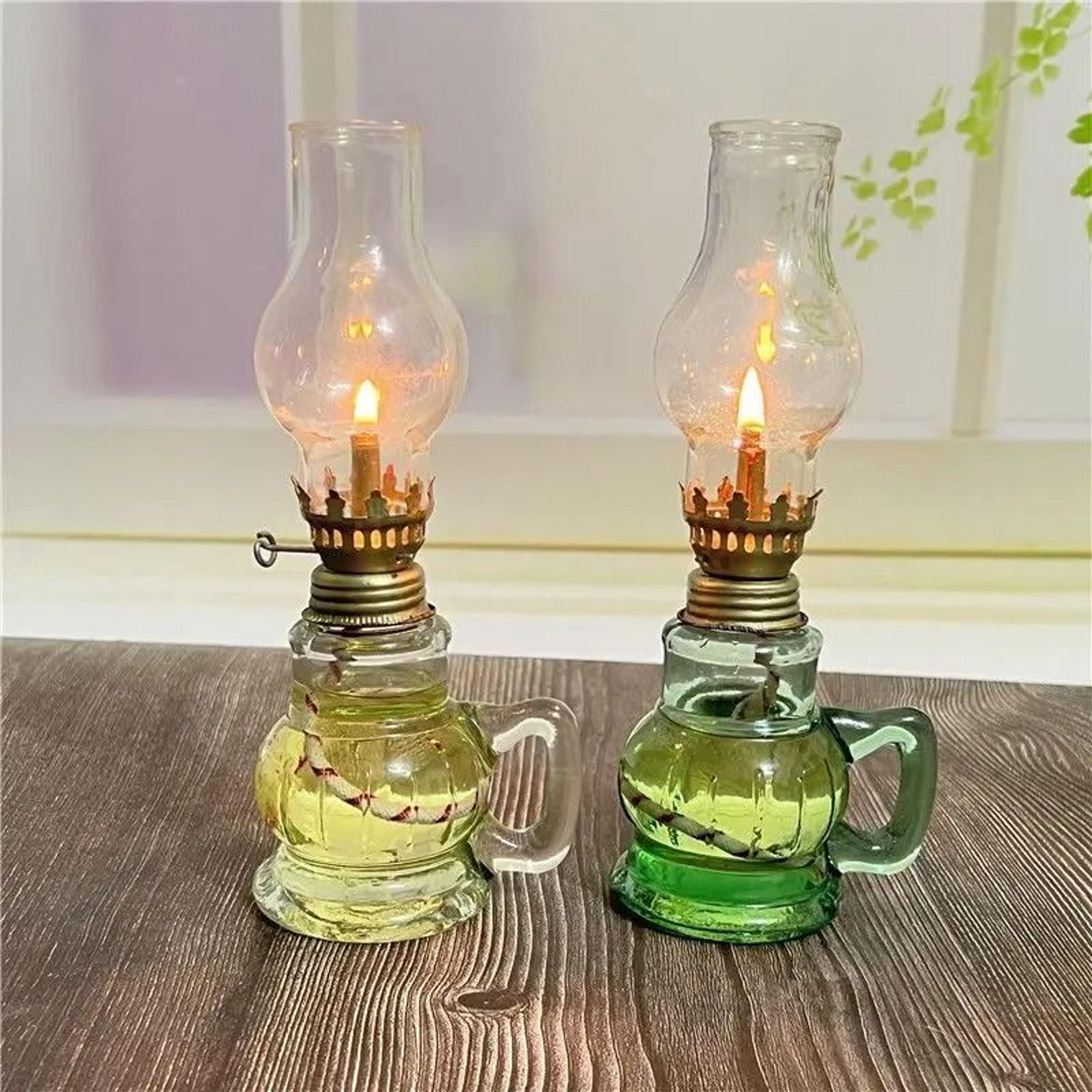 mini chamber desktop glass oil lamp decorative birthday lamp holder
