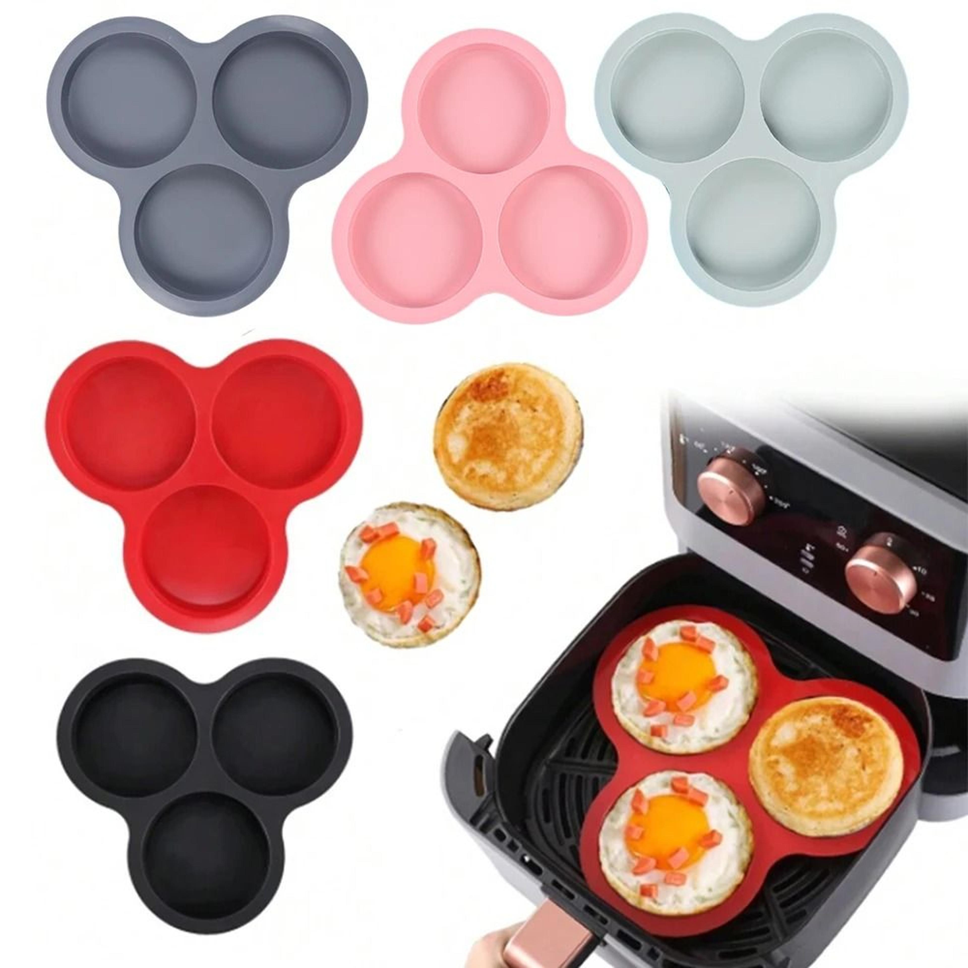 silicone egg mold air fryer egg pan reusable three cavity muffin cake baking mold kitchen accessory