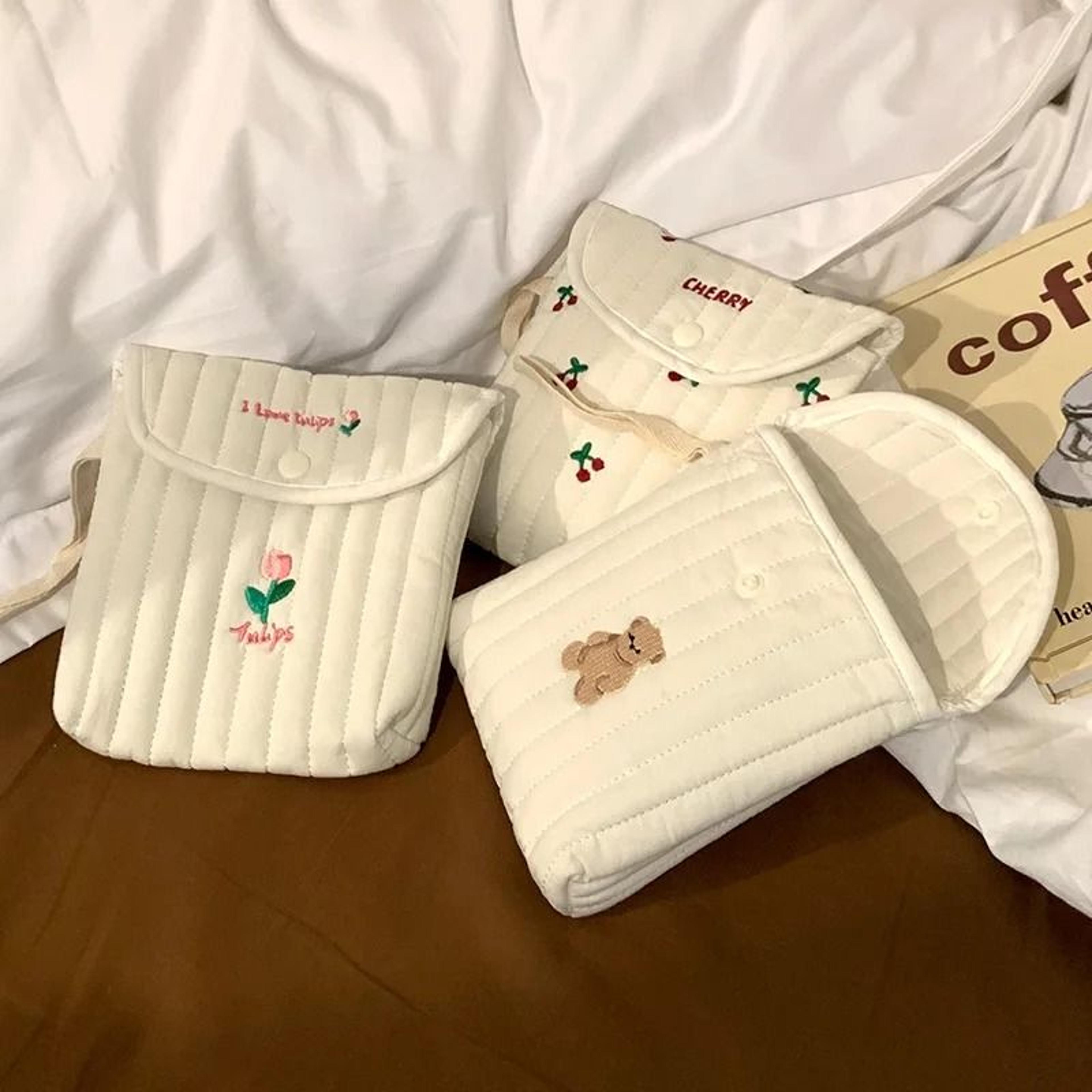 cotton sanitary napkin storage bag portable mini pouch for travel and daily use