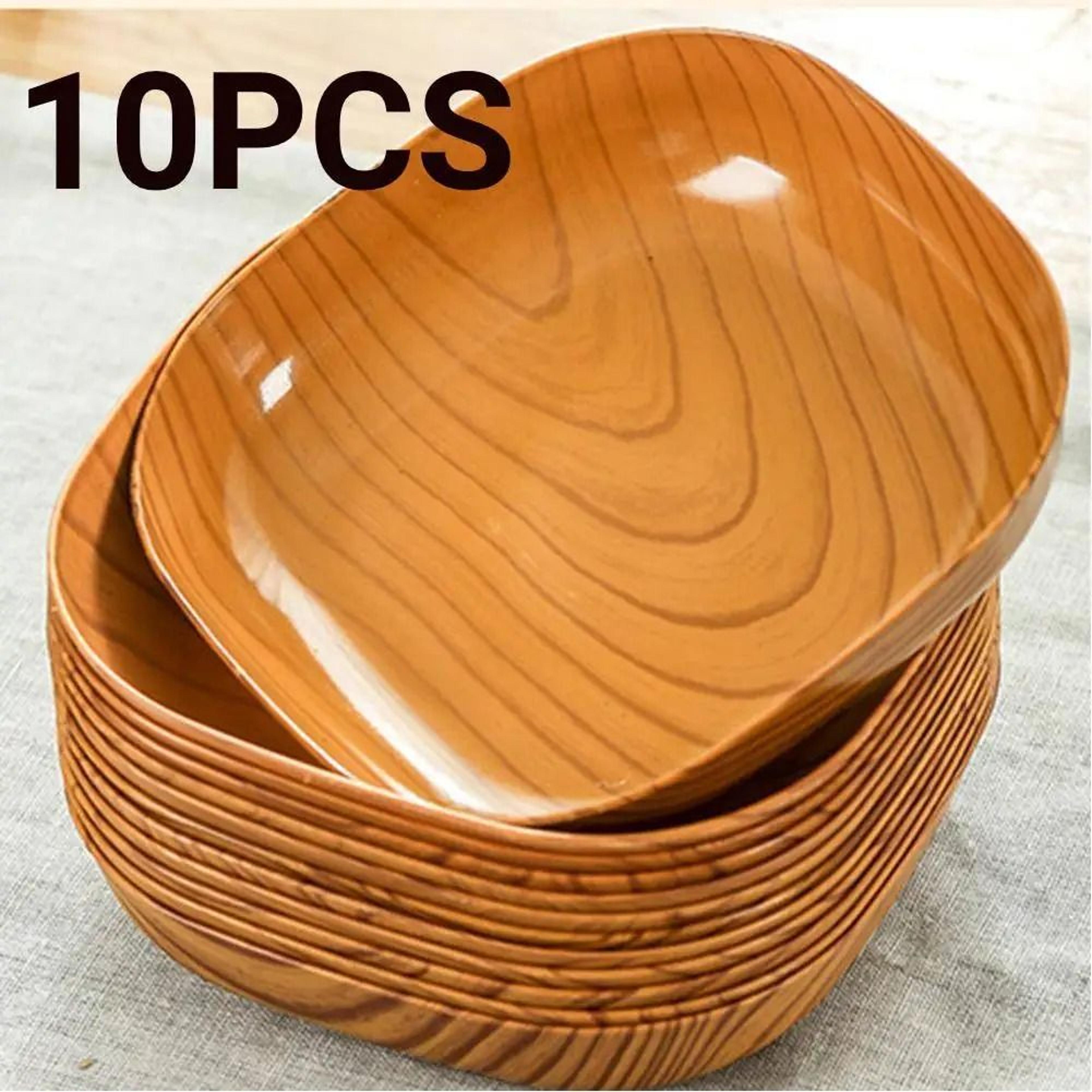 japanese style plastic dish set 10 pieces imitation wood grain fruit bowls