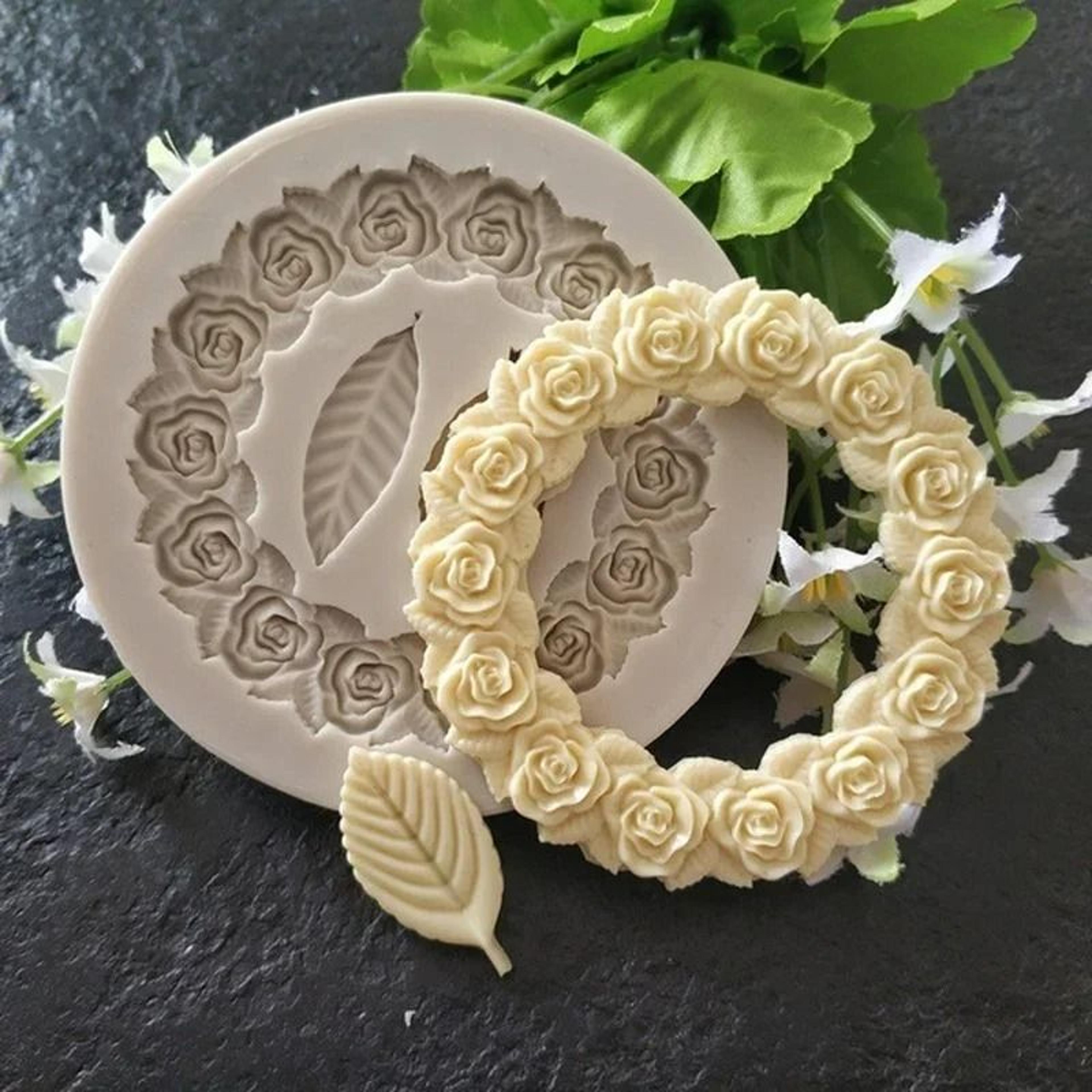 rosette leaves silicone mold for cake chocolate and sugarcraft