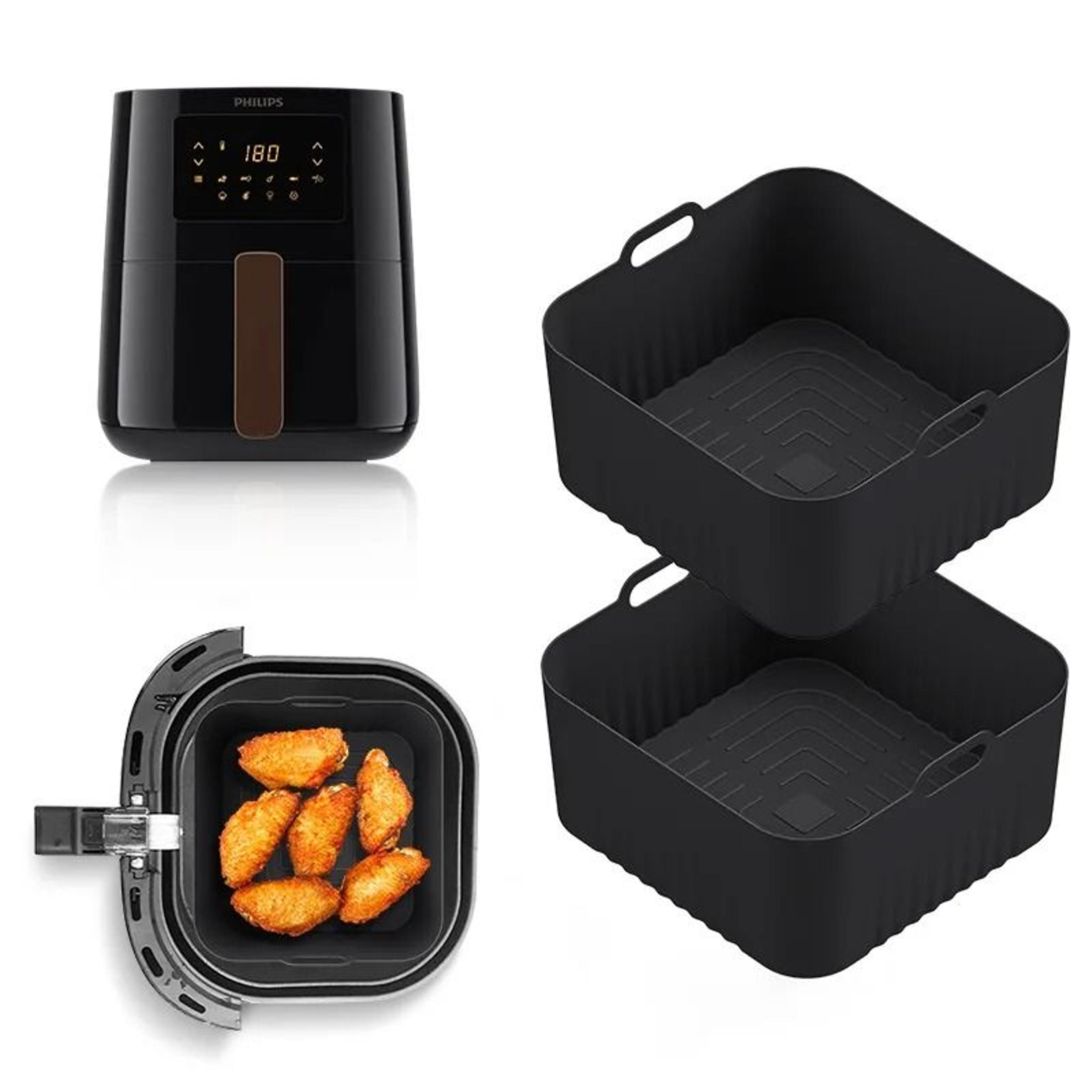 silicone 17 cm air fryer mould pot tray with handle for 4-5 l airfryer