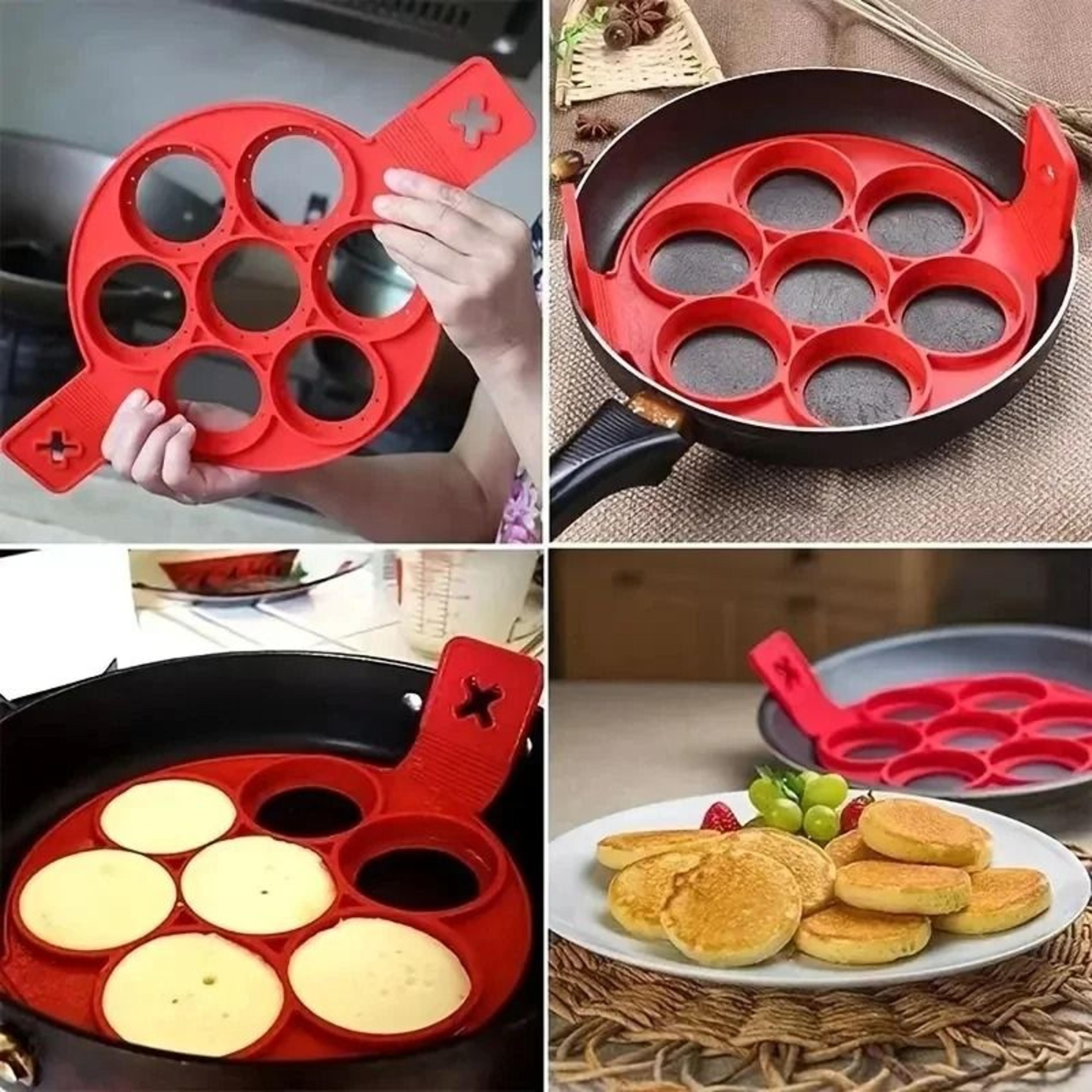 silicone 7 hole non stick baking mold with handle for eggs pancakes and snacks