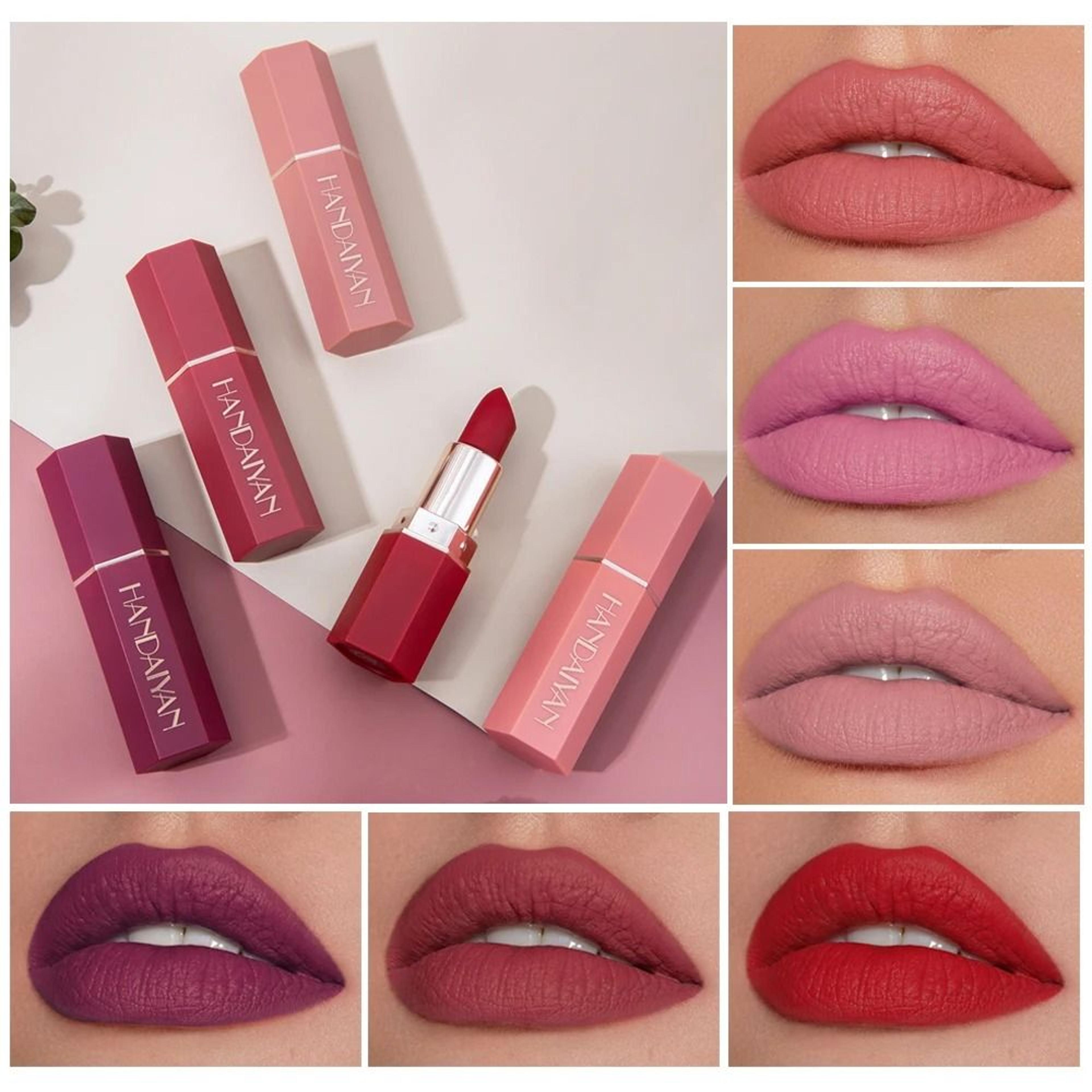 6-color long lasting matte lipstick set waterproof velvety finish