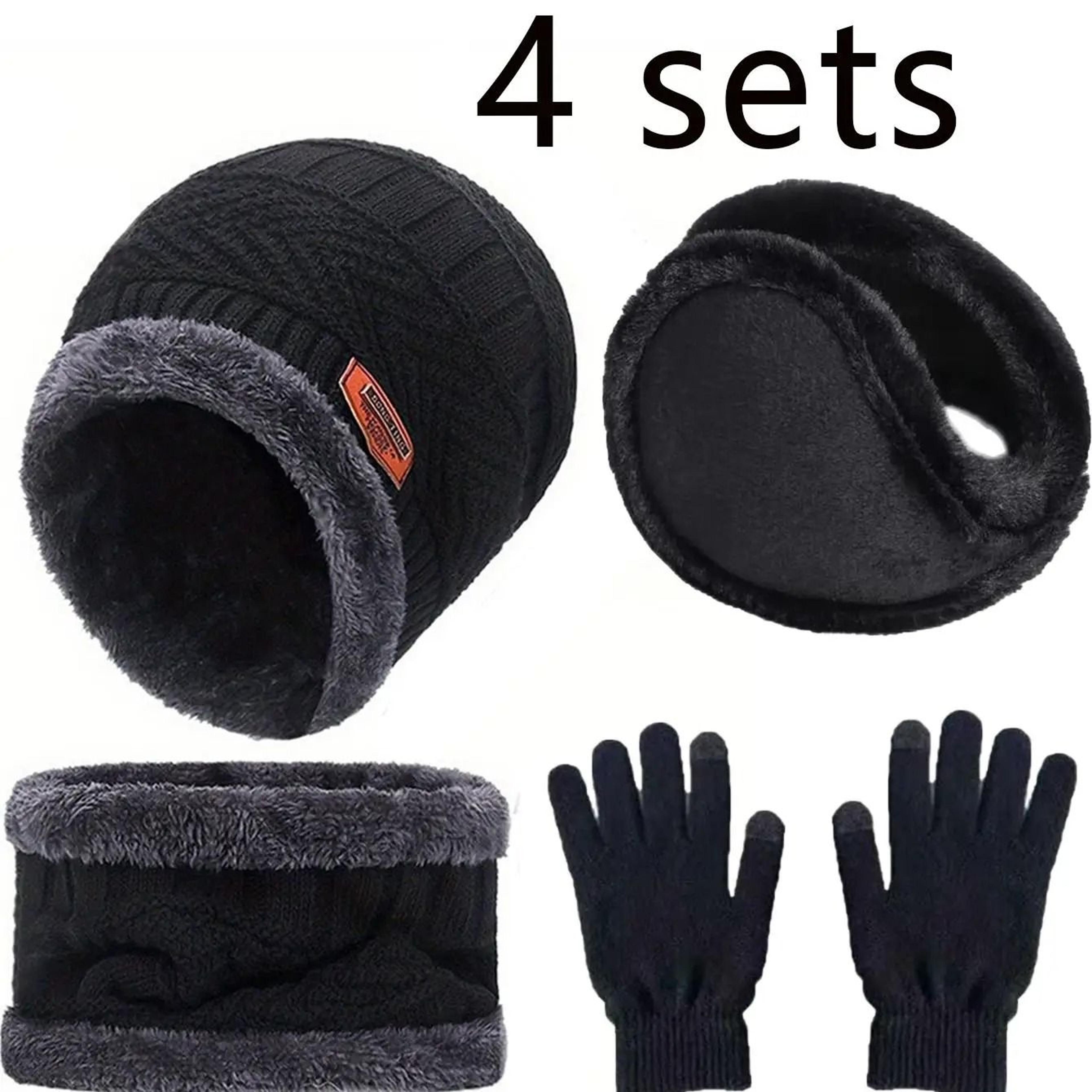winter warm velvet hat scarf and gloves set for men and women