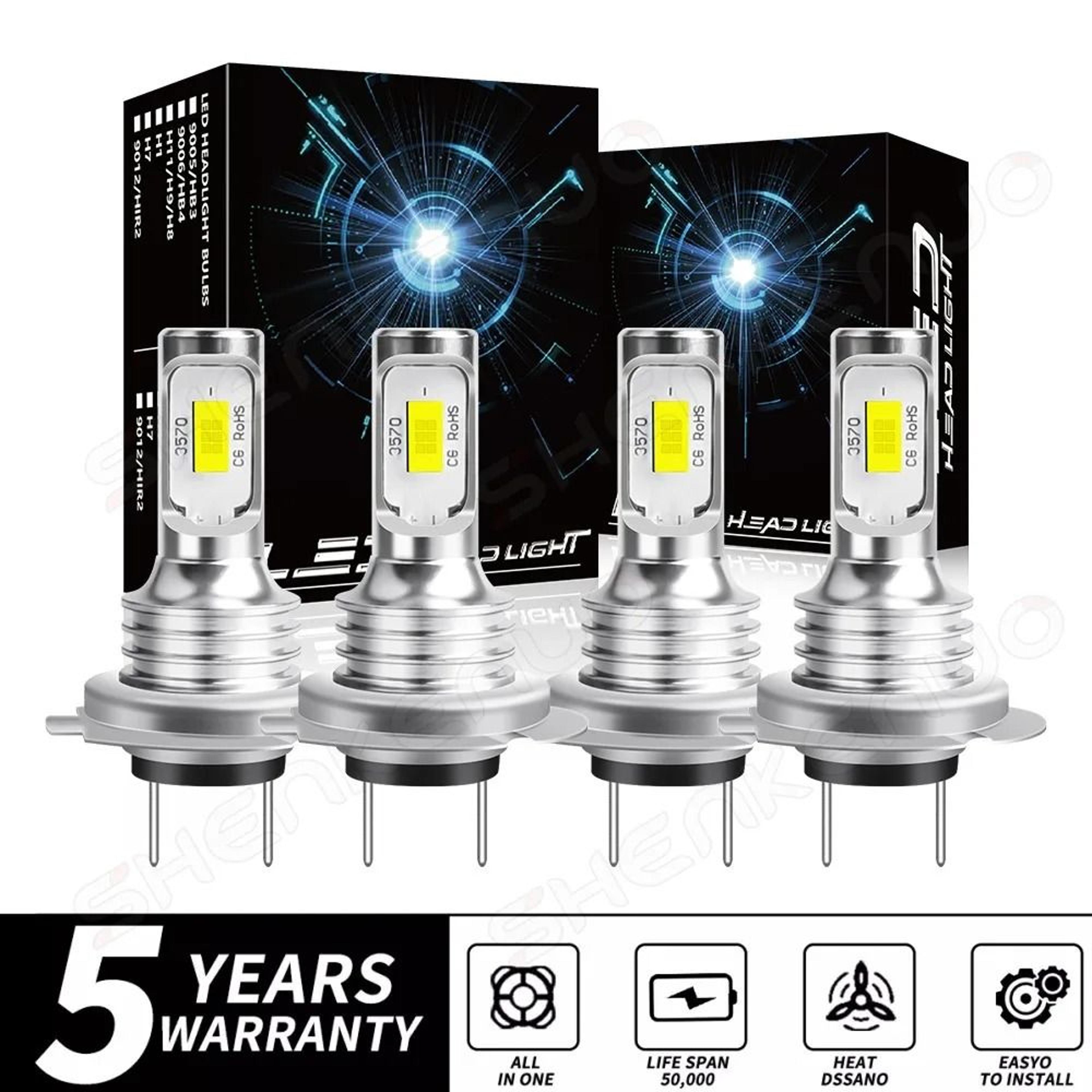 h7 led headlight combo kit super bright 6000k white bulbs
