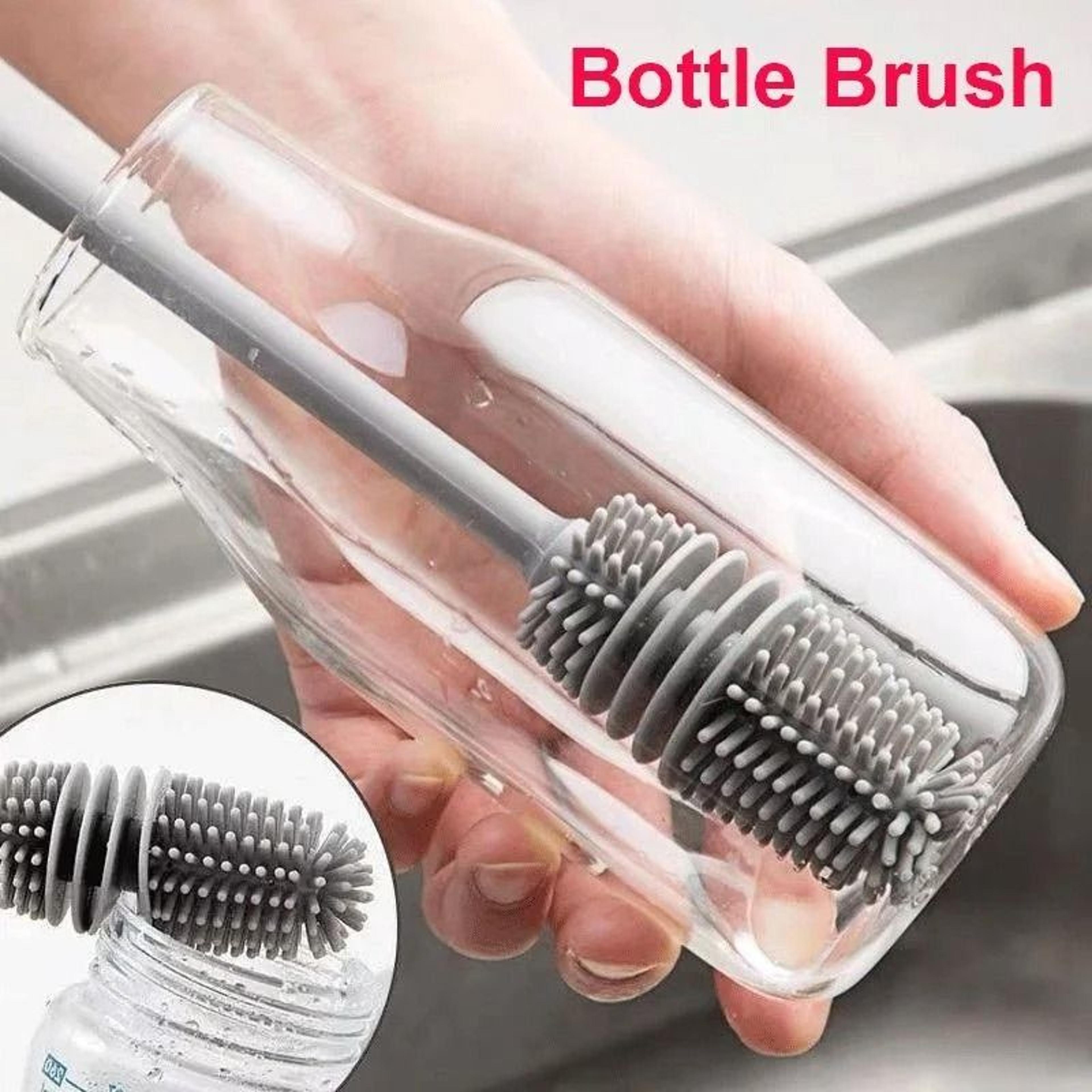 silicone bottle brush long handle cup scrubber for kitchen cleaning
