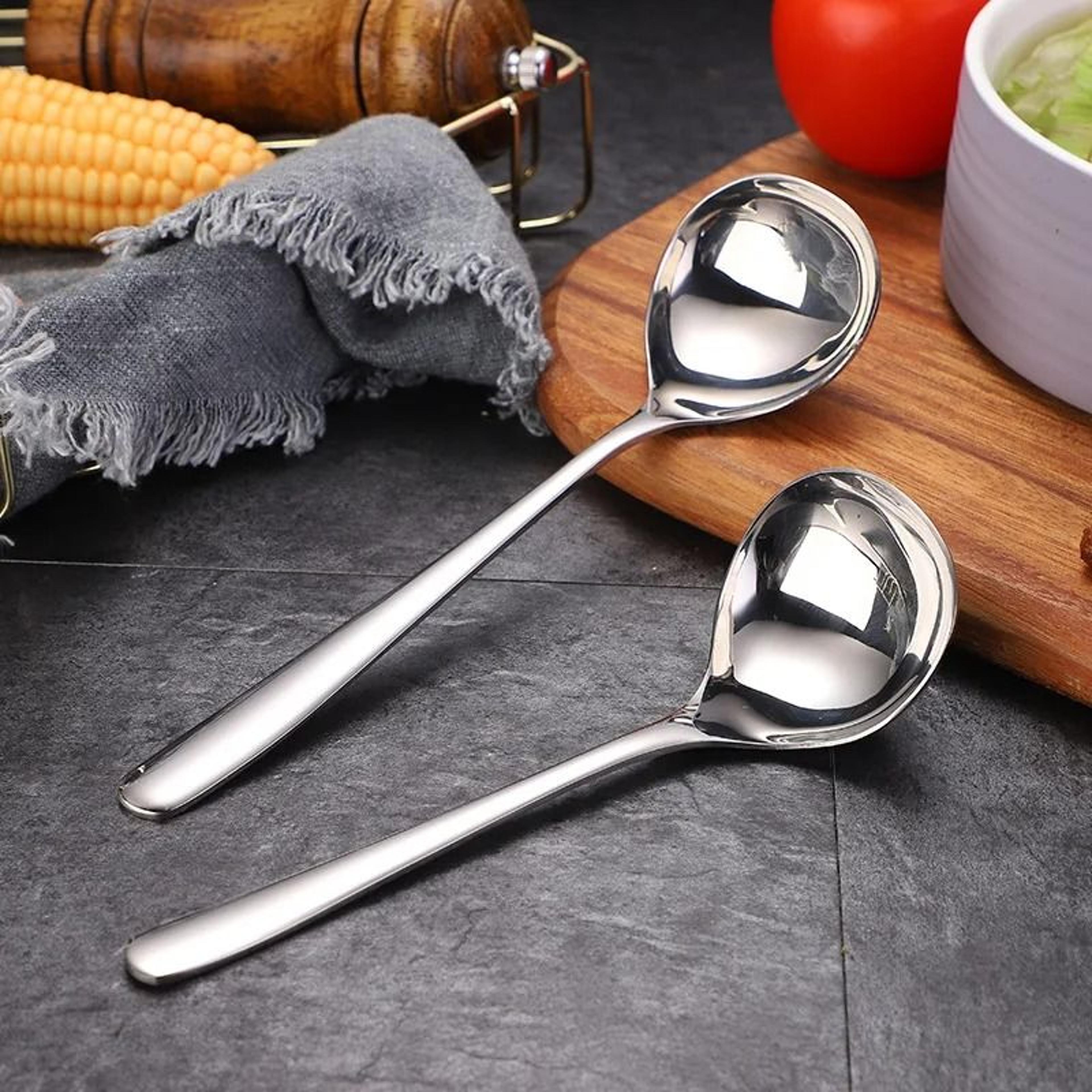 stainless steel long handle thickening soup ladle