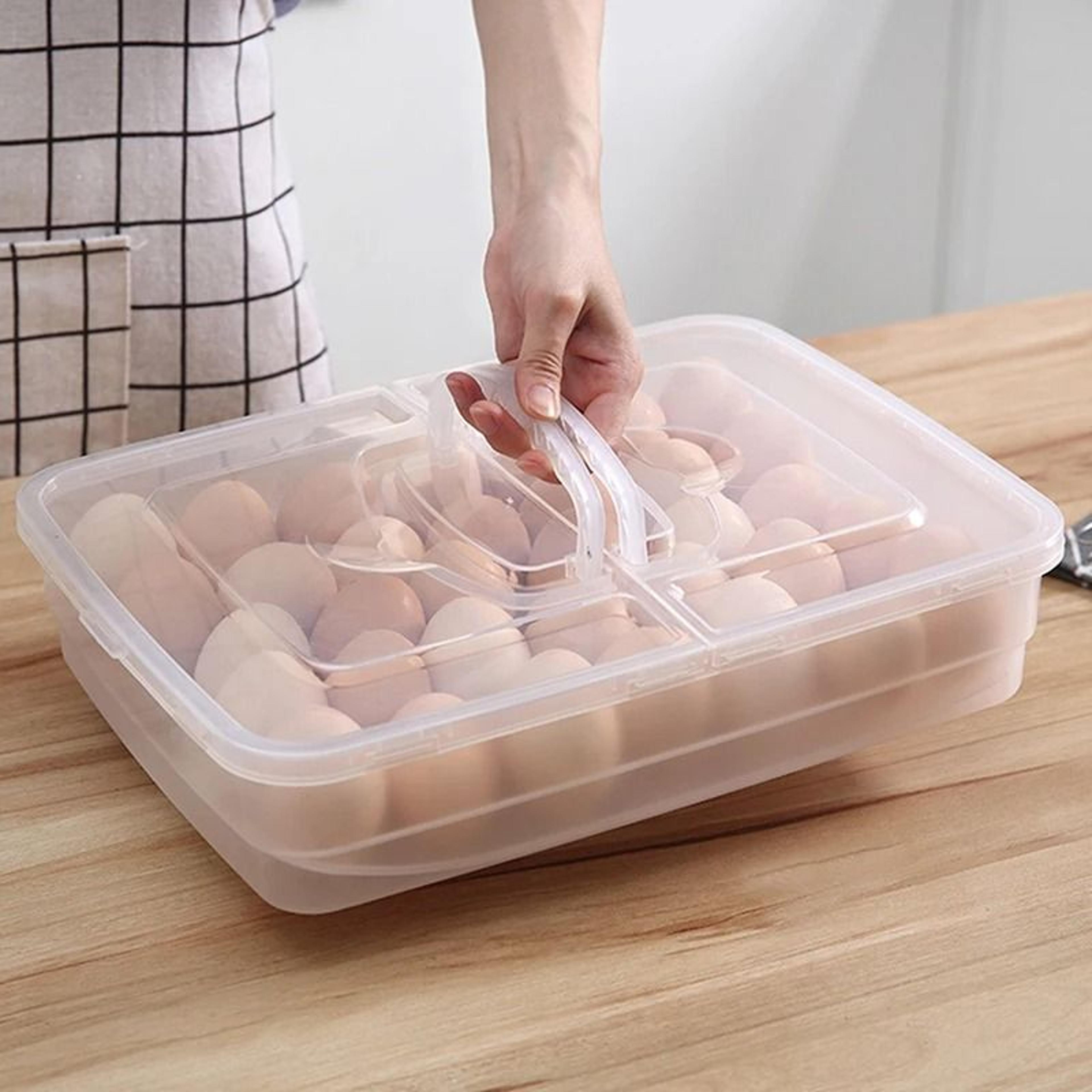 egg storage box with lid for refrigerator organization in multiple grid options
