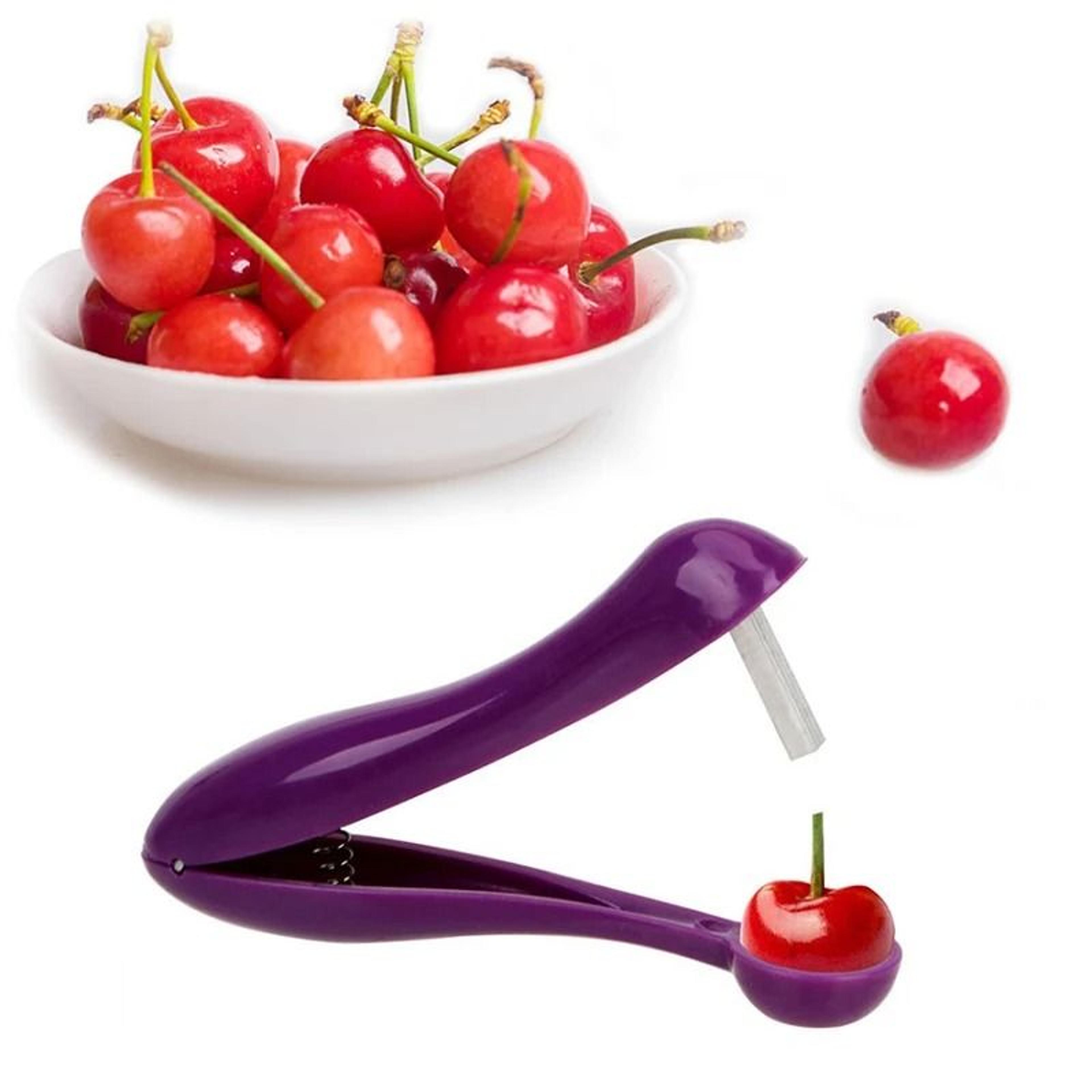 cherry and olive pitter seed remover with easy squeeze grip for kitchen use