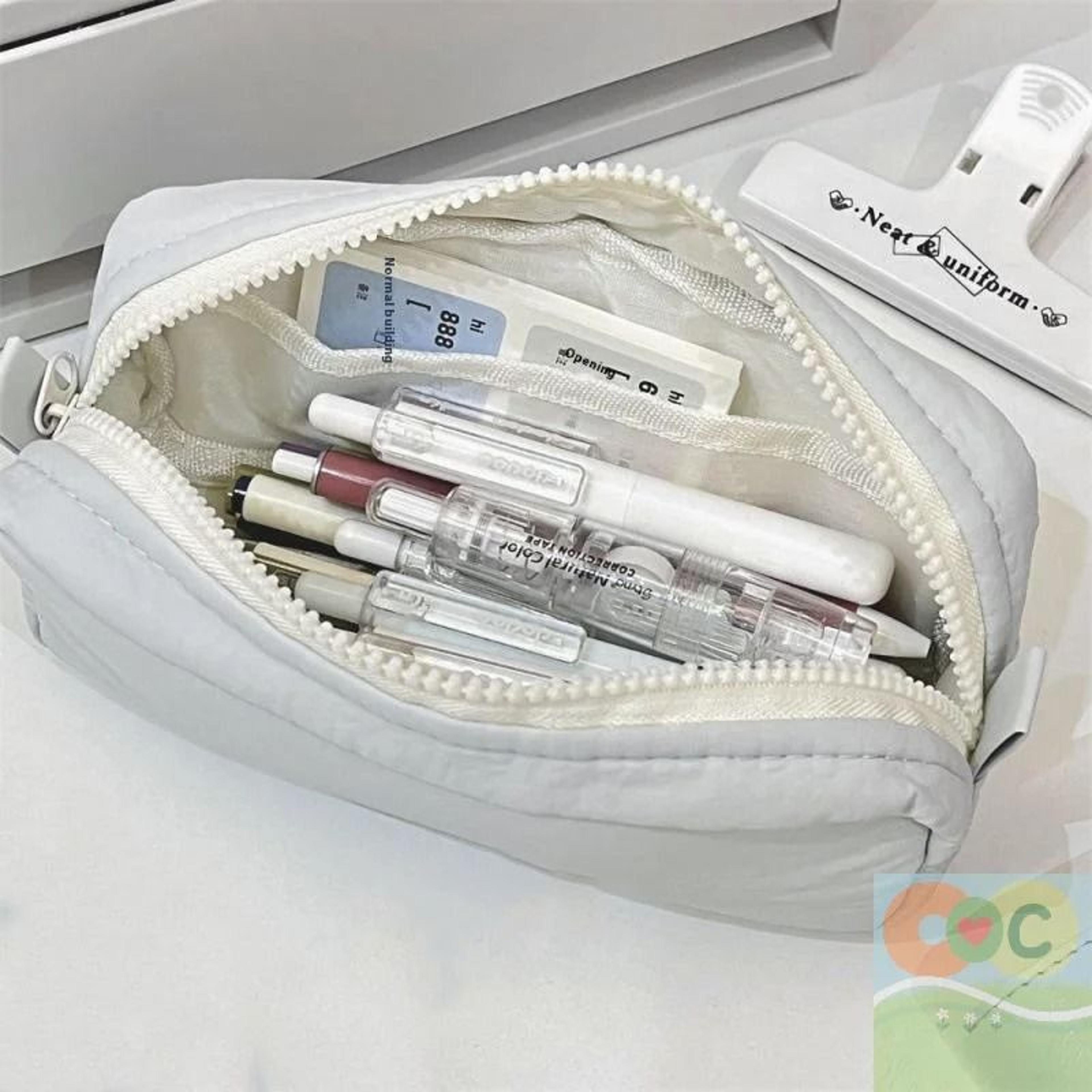 simplicity solid color pen bag with zipper for large capacity stationery organization