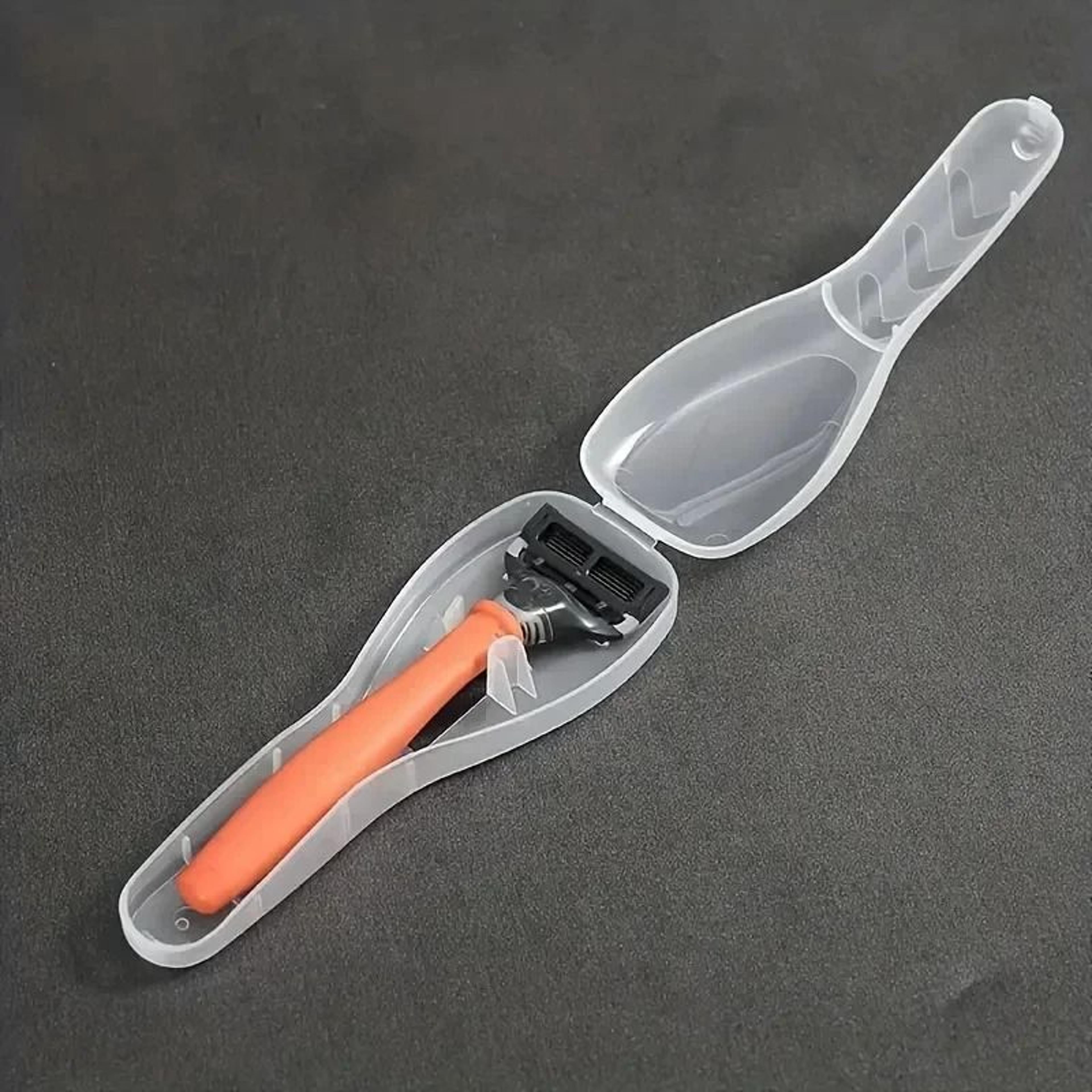 portable travel men manual razor protector case transparent plastic storage box organizer