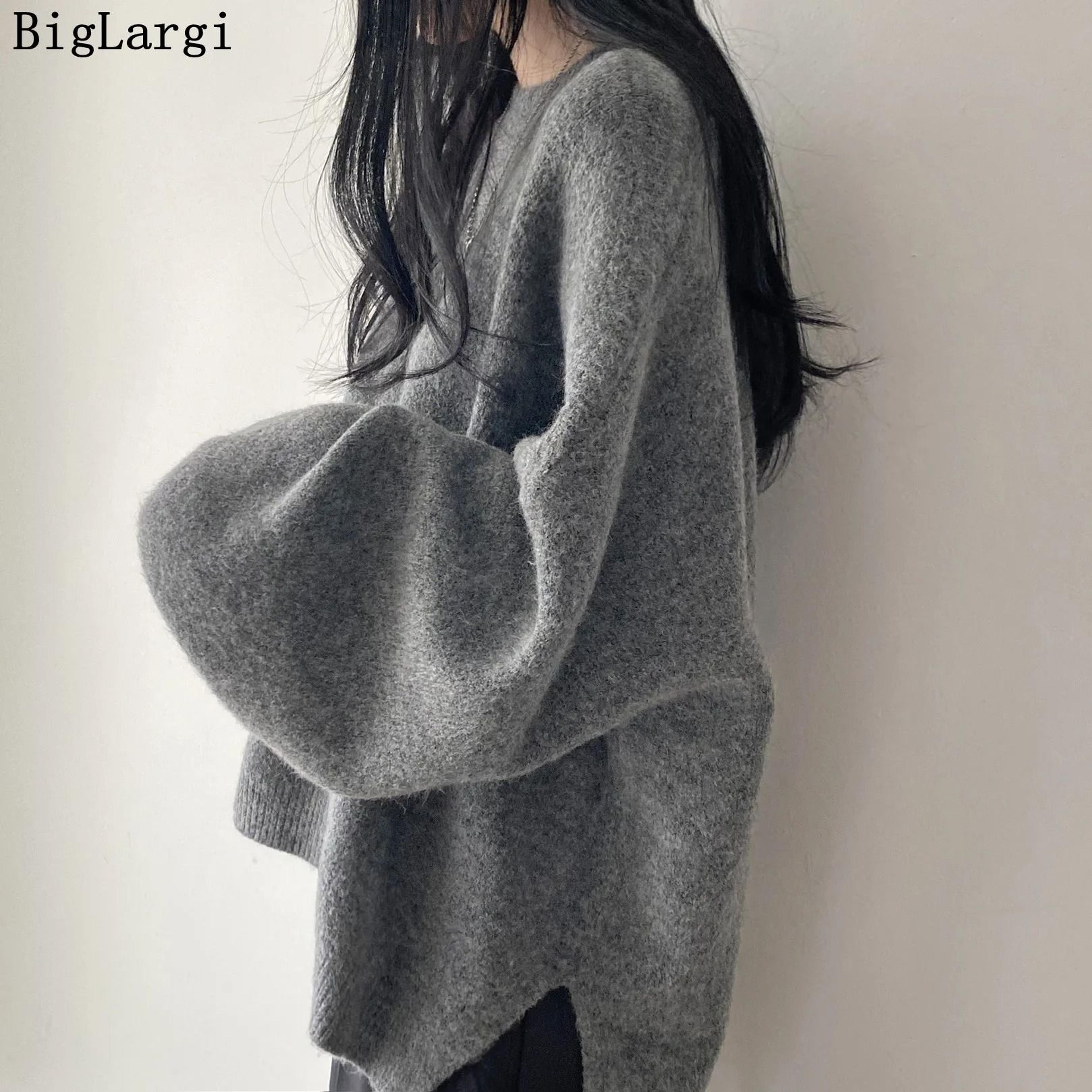 soft oversize knit pullover long sleeve warm autumn sweater