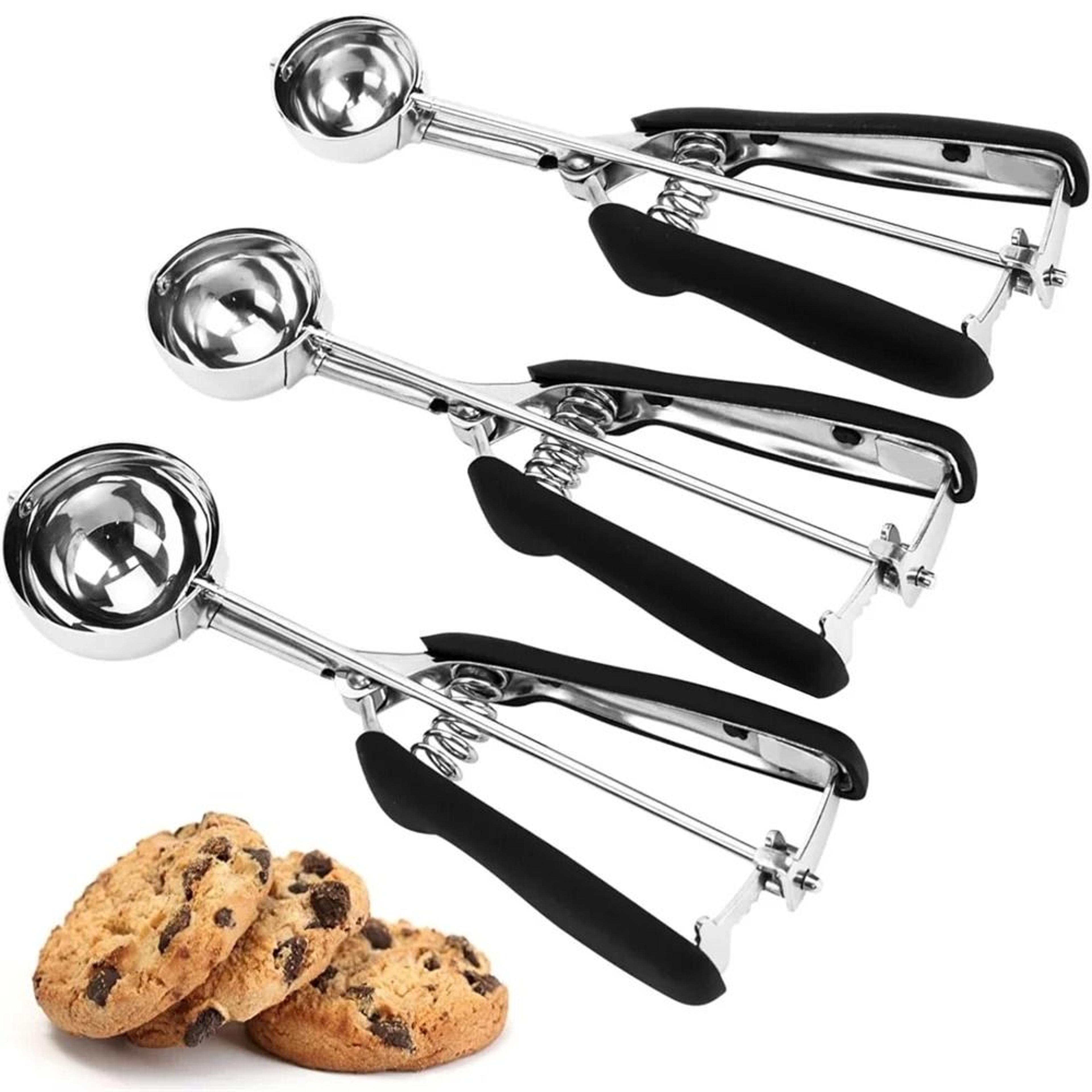 stainless steel ice cream and cookie dough scoop with trigger release handle