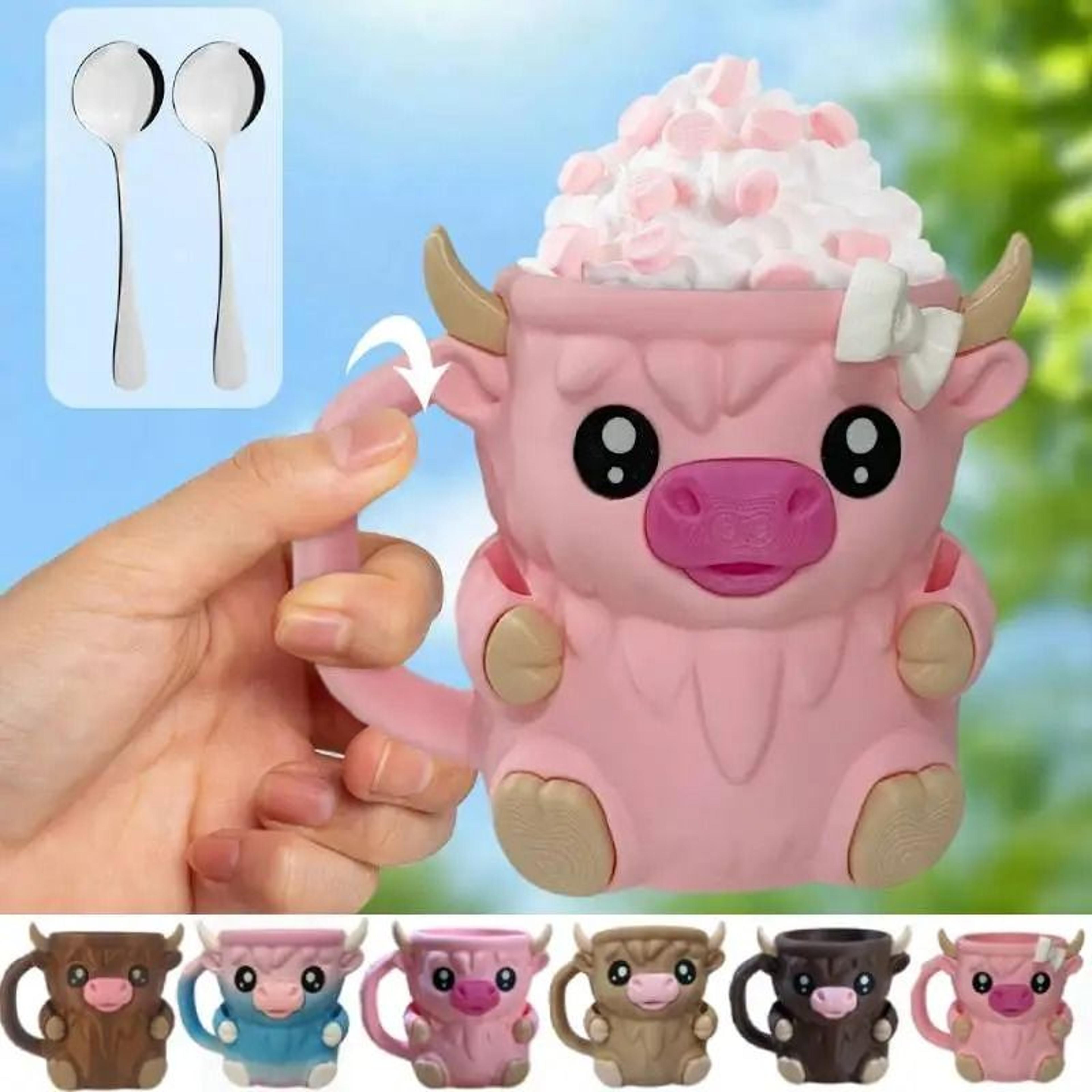 highland cow ice pint holder with antifreeze handle for ice cream and cold drinks
