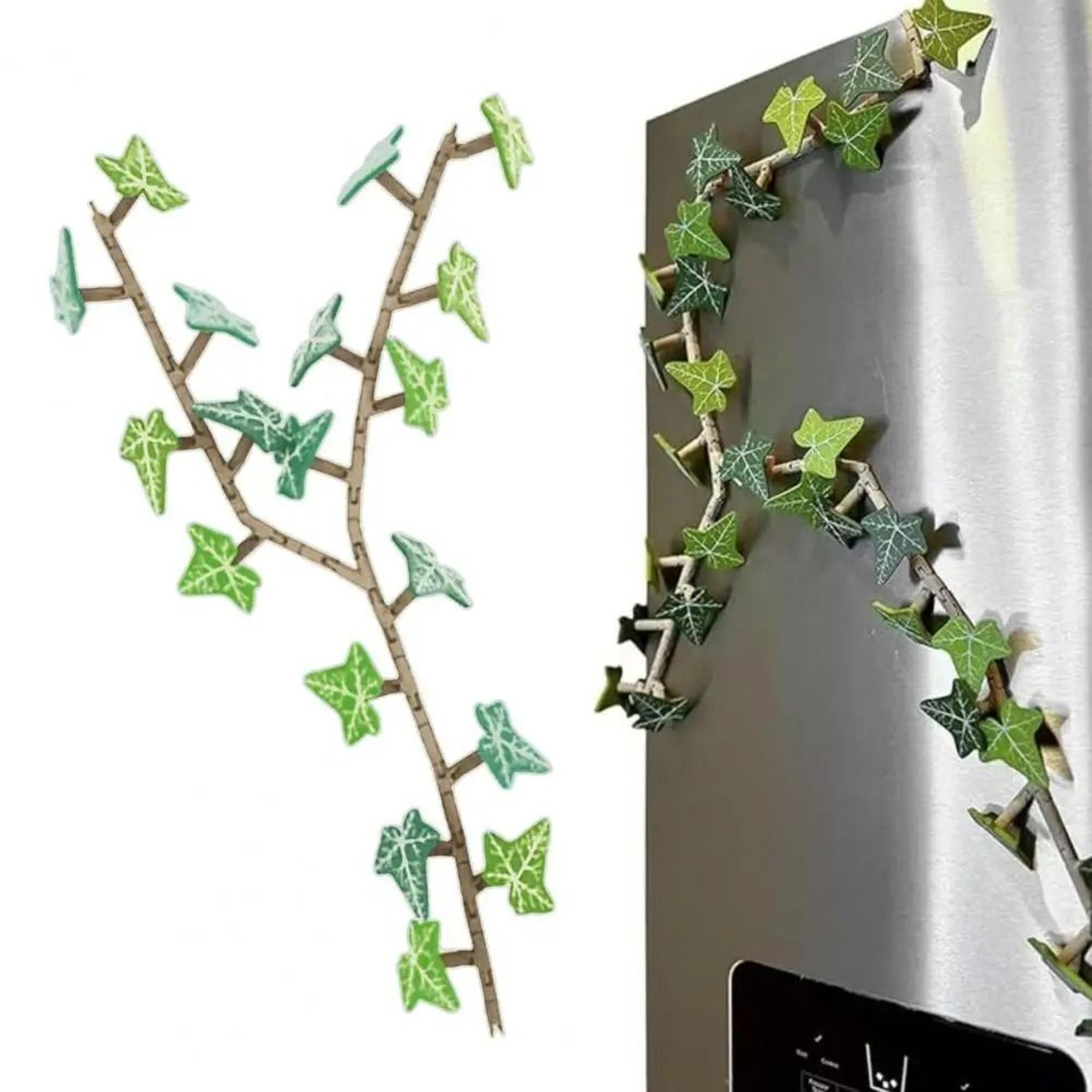 3d printed ivy fridge magnet with articulating stems for home and locker decoration