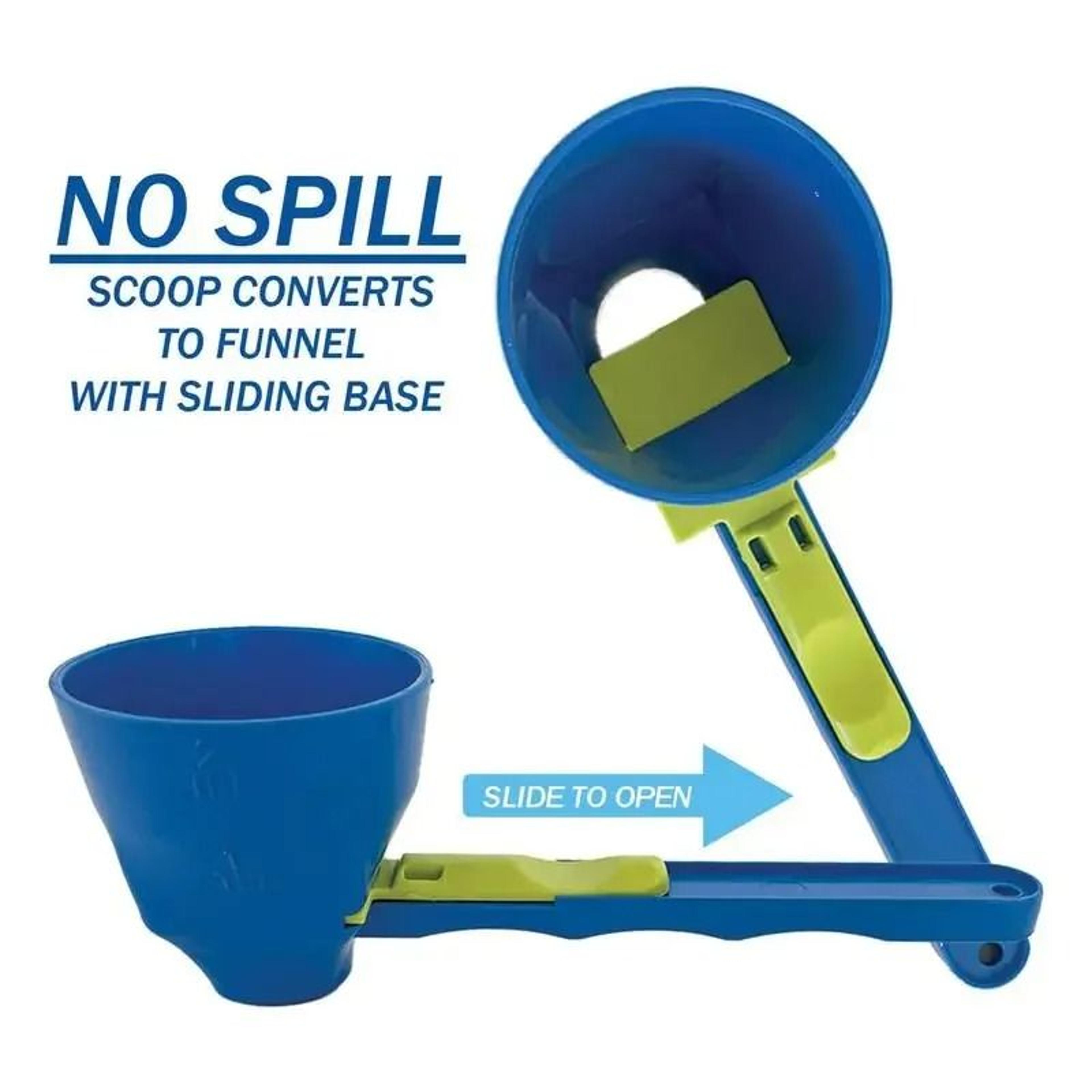 protein powder and milk powder measuring spoon with sliding funnel design