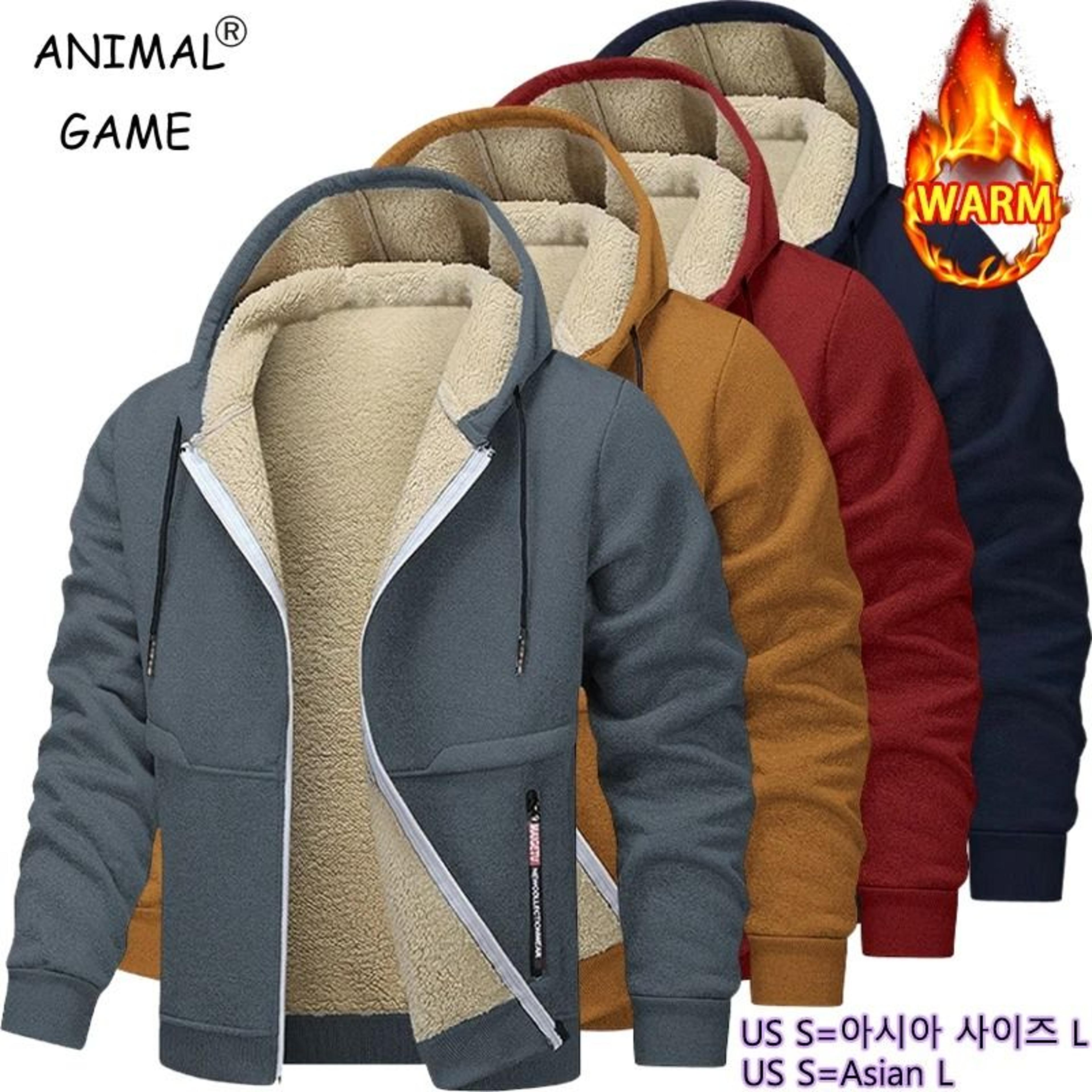 animal game casual hoodies for men heavyweight fleece sweatshirt