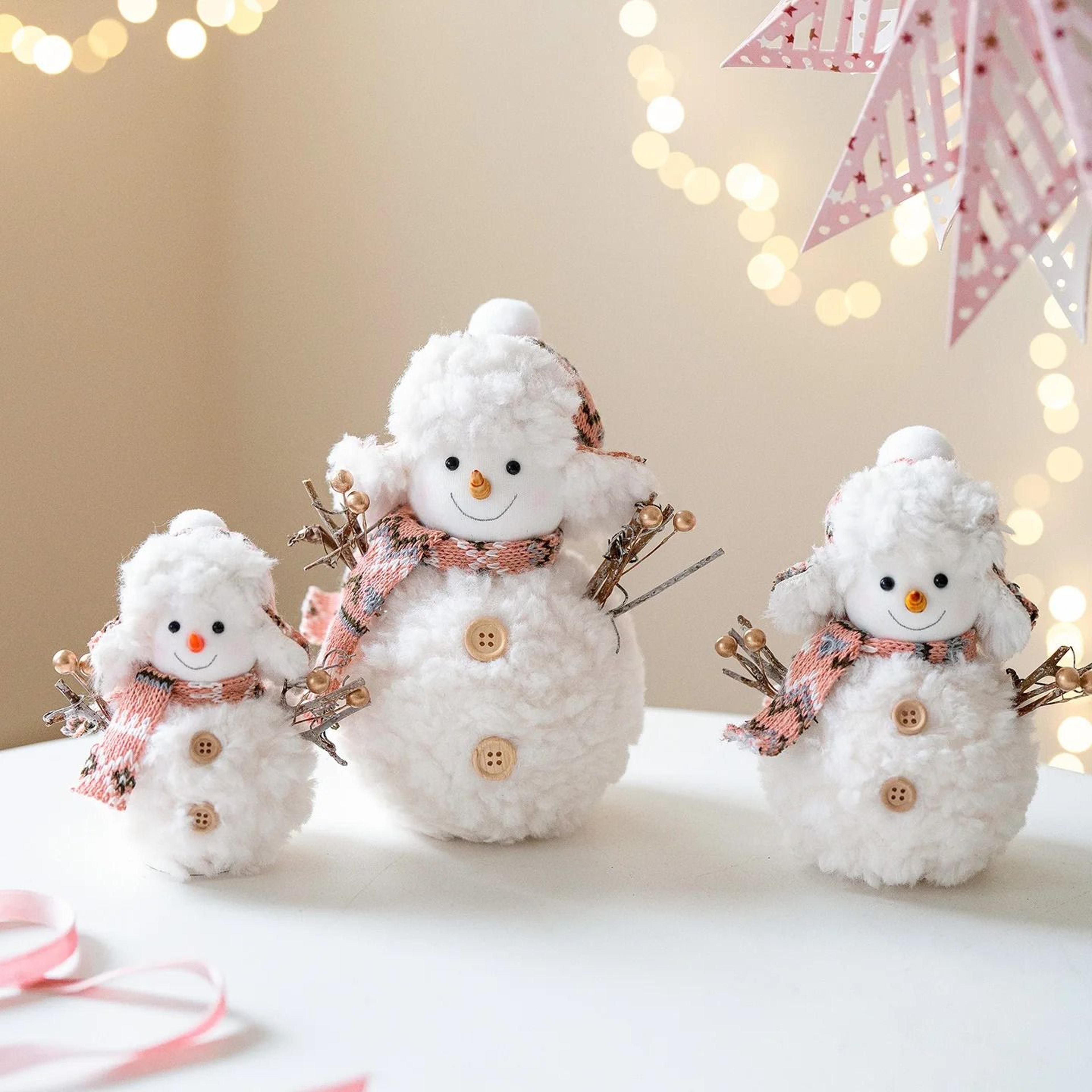 cute knitted christmas snowman ornaments pink and red fabric home decoration gift