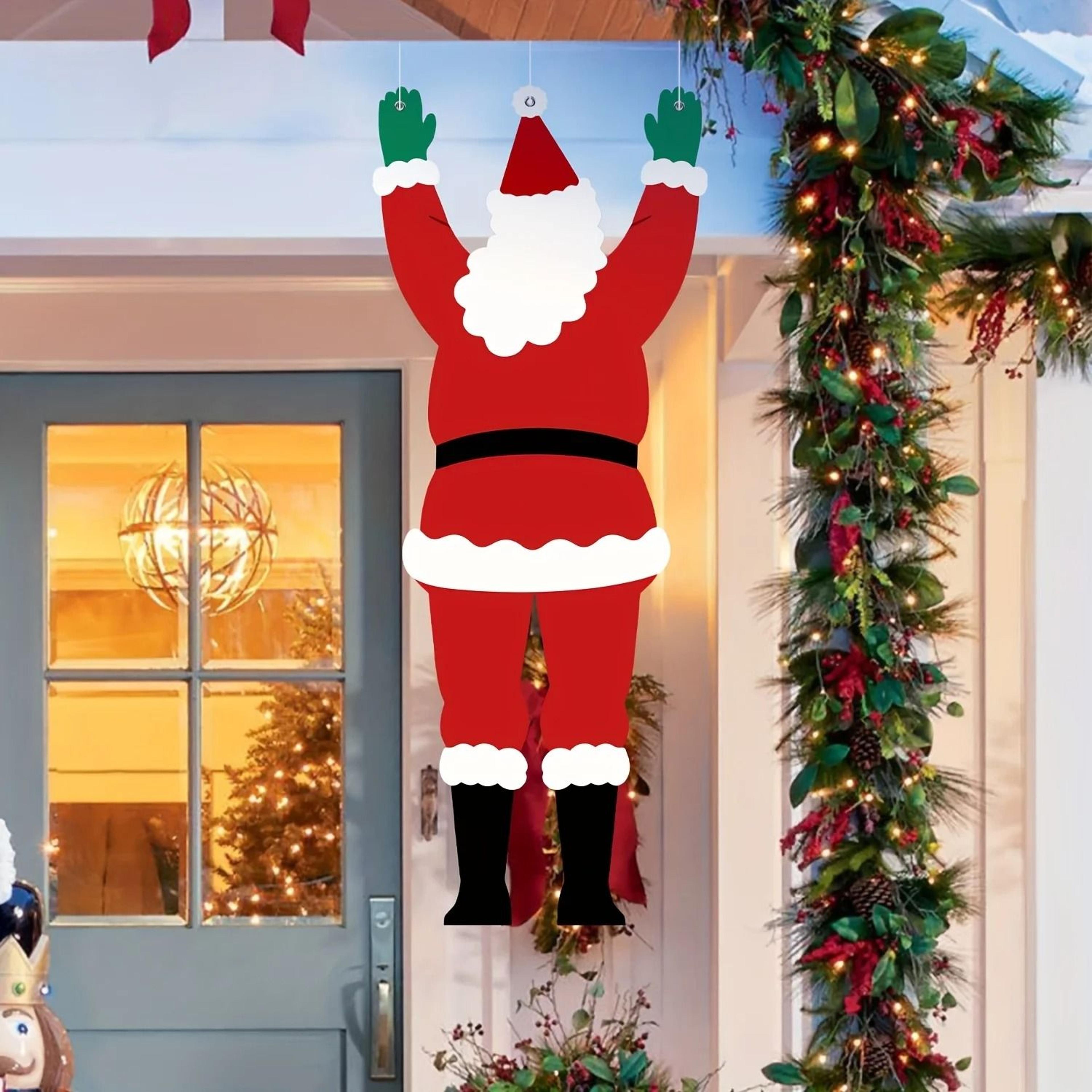 santa claus climbing wall hanging decoration christmas outdoor ornament polyester holiday decor