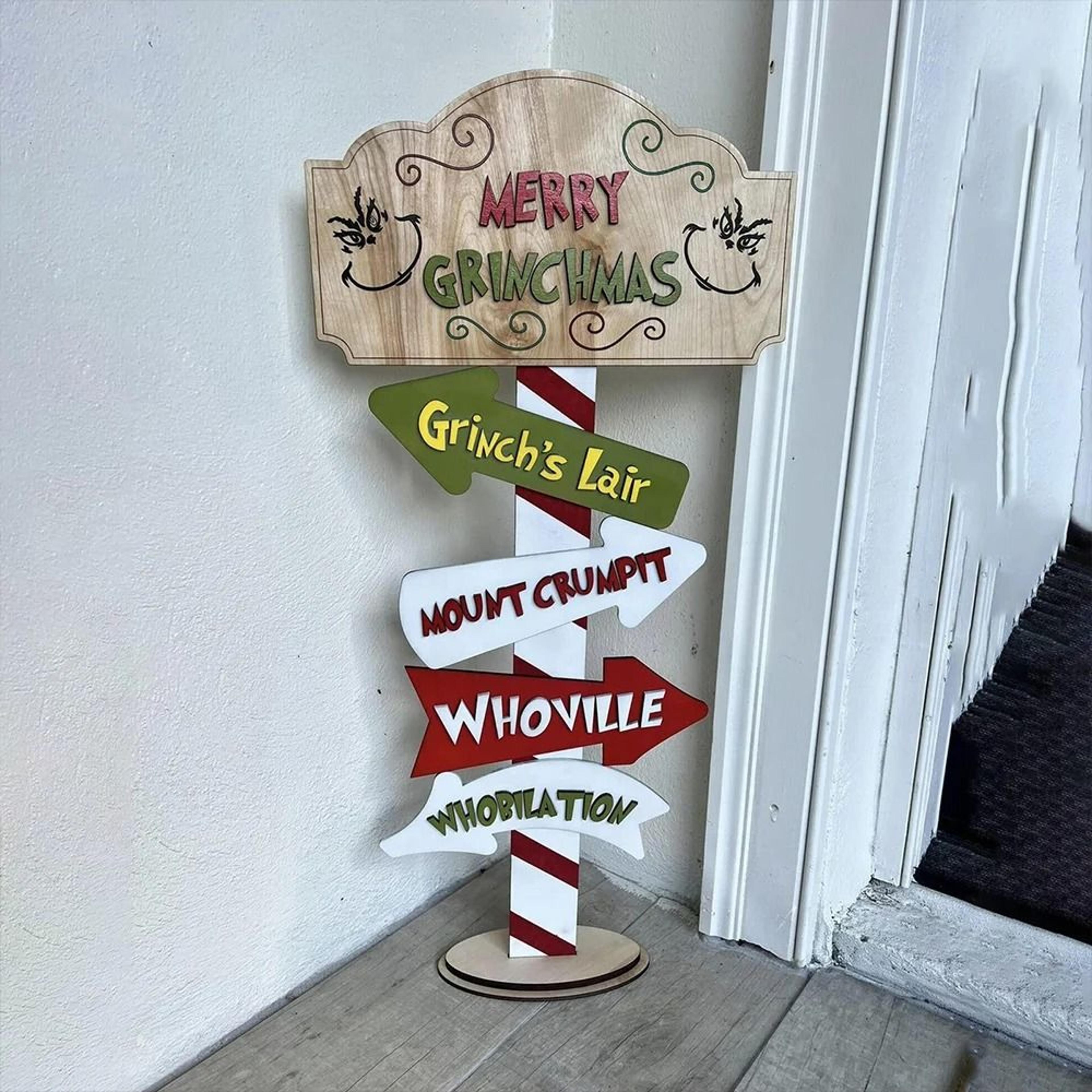 christmas cartoon character standing block set holiday tabletop wood decor