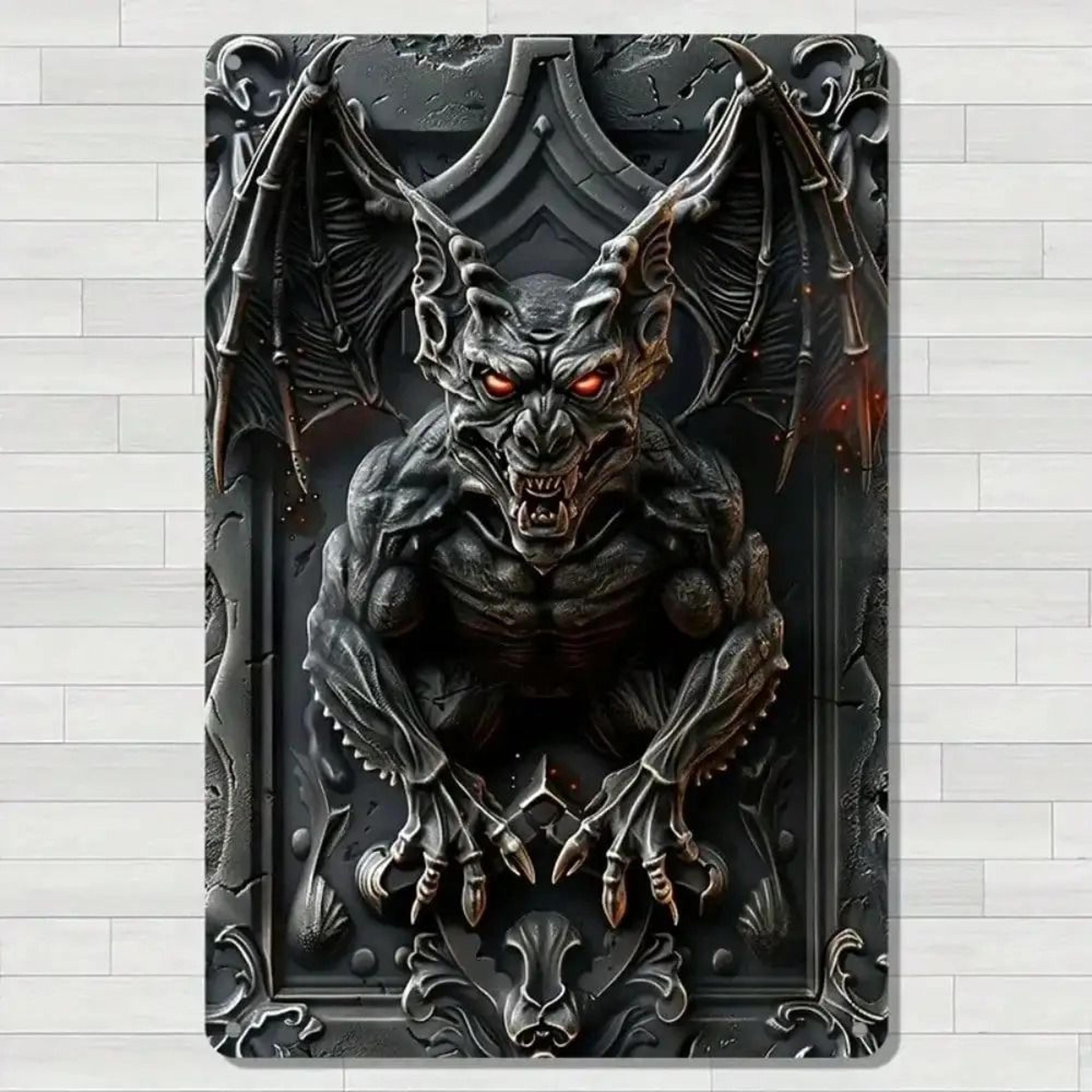 gargoyle vintage aluminum wall sign weatherproof home and halloween decor