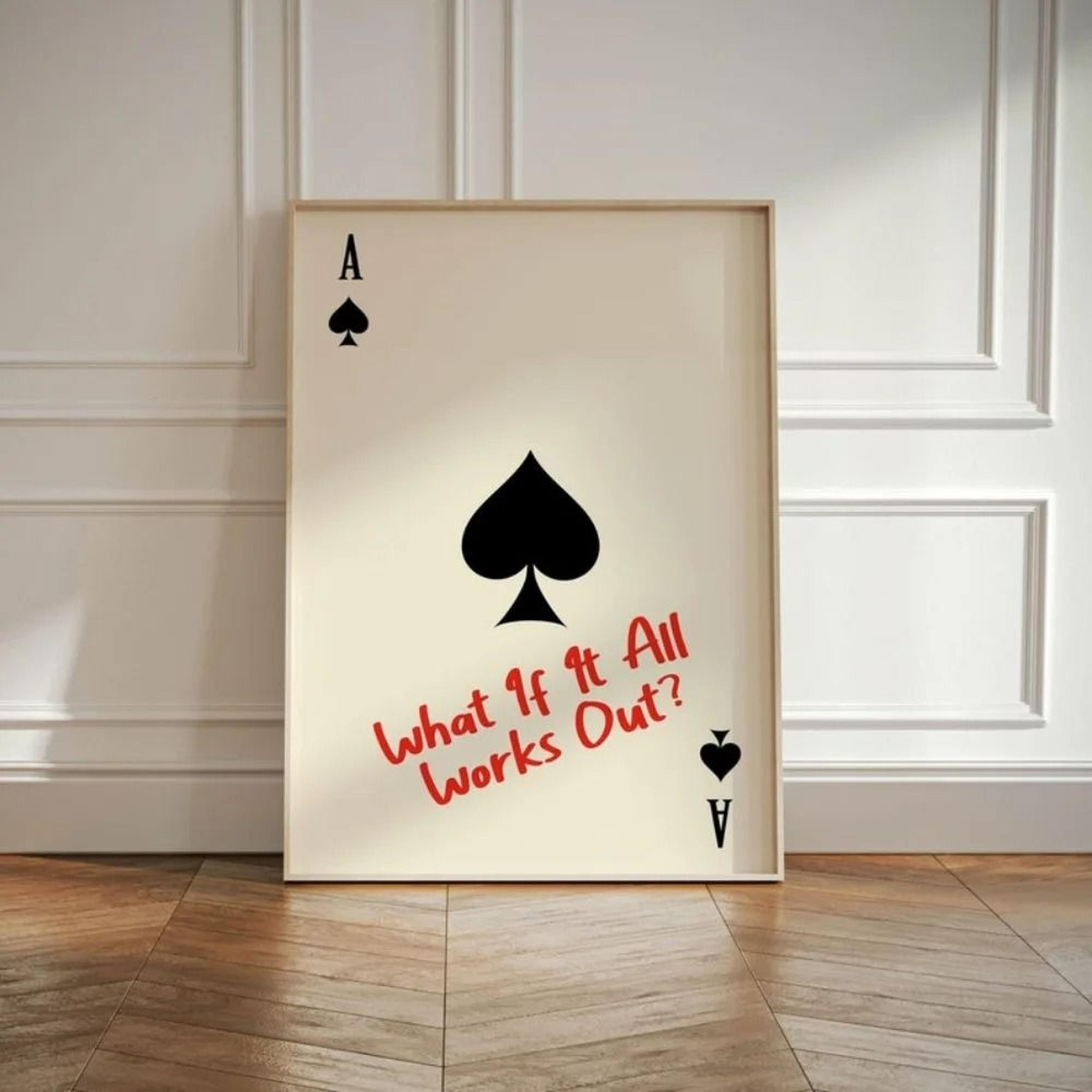 spades printed playing card retro art canvas wall decoration
