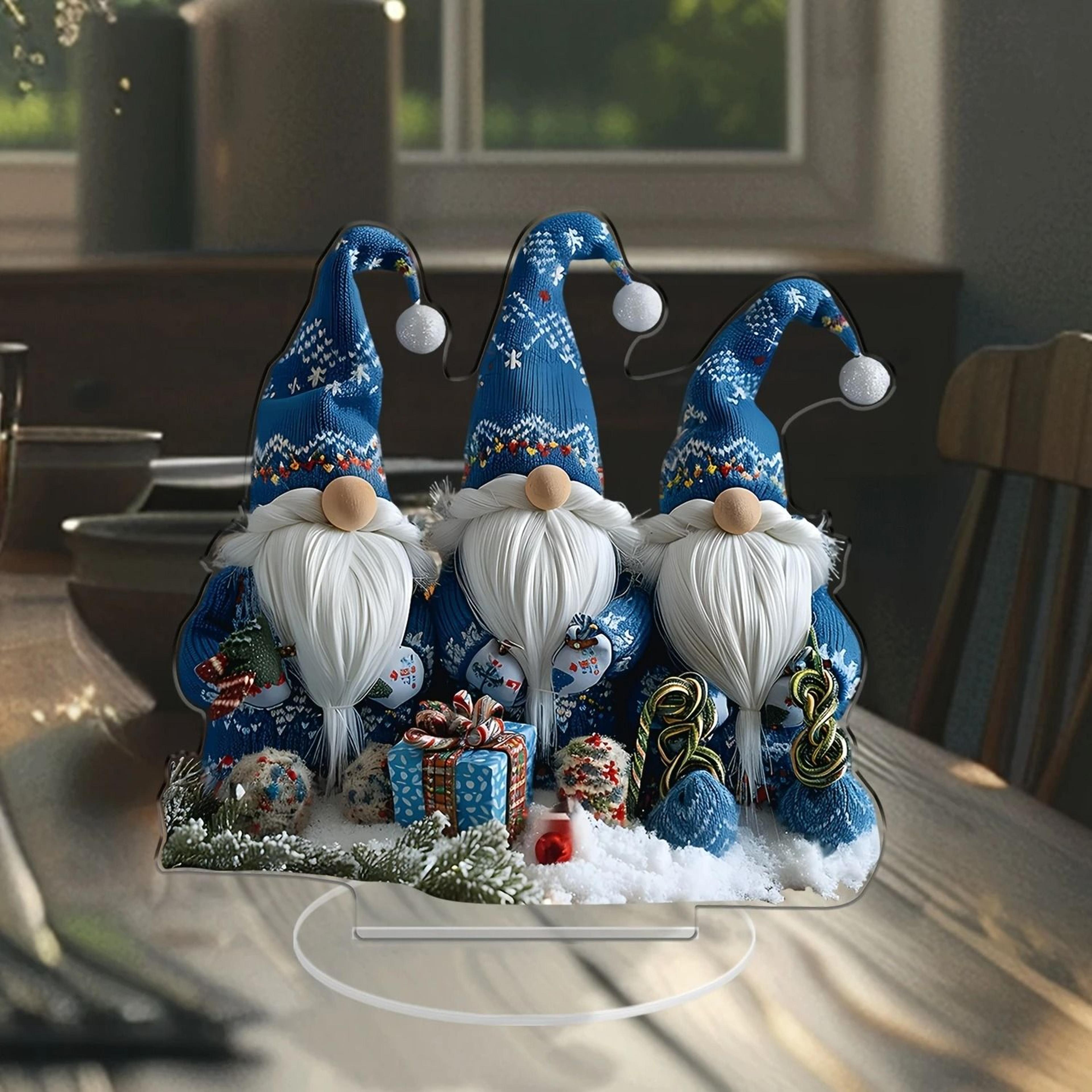 festive acrylic christmas gnomes tabletop decor