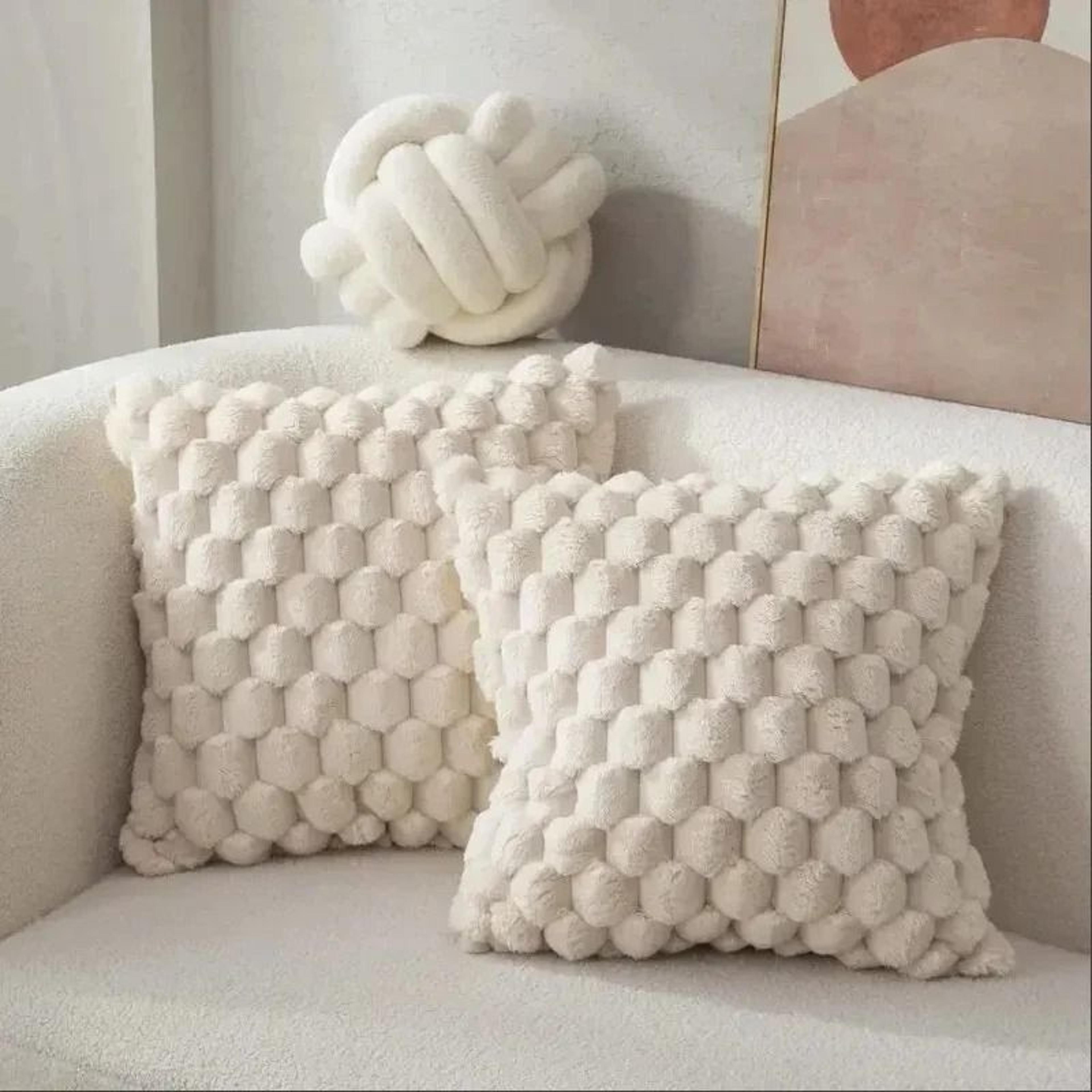 pineapple grid turtle pattern soft plush throw pillowcase cream white