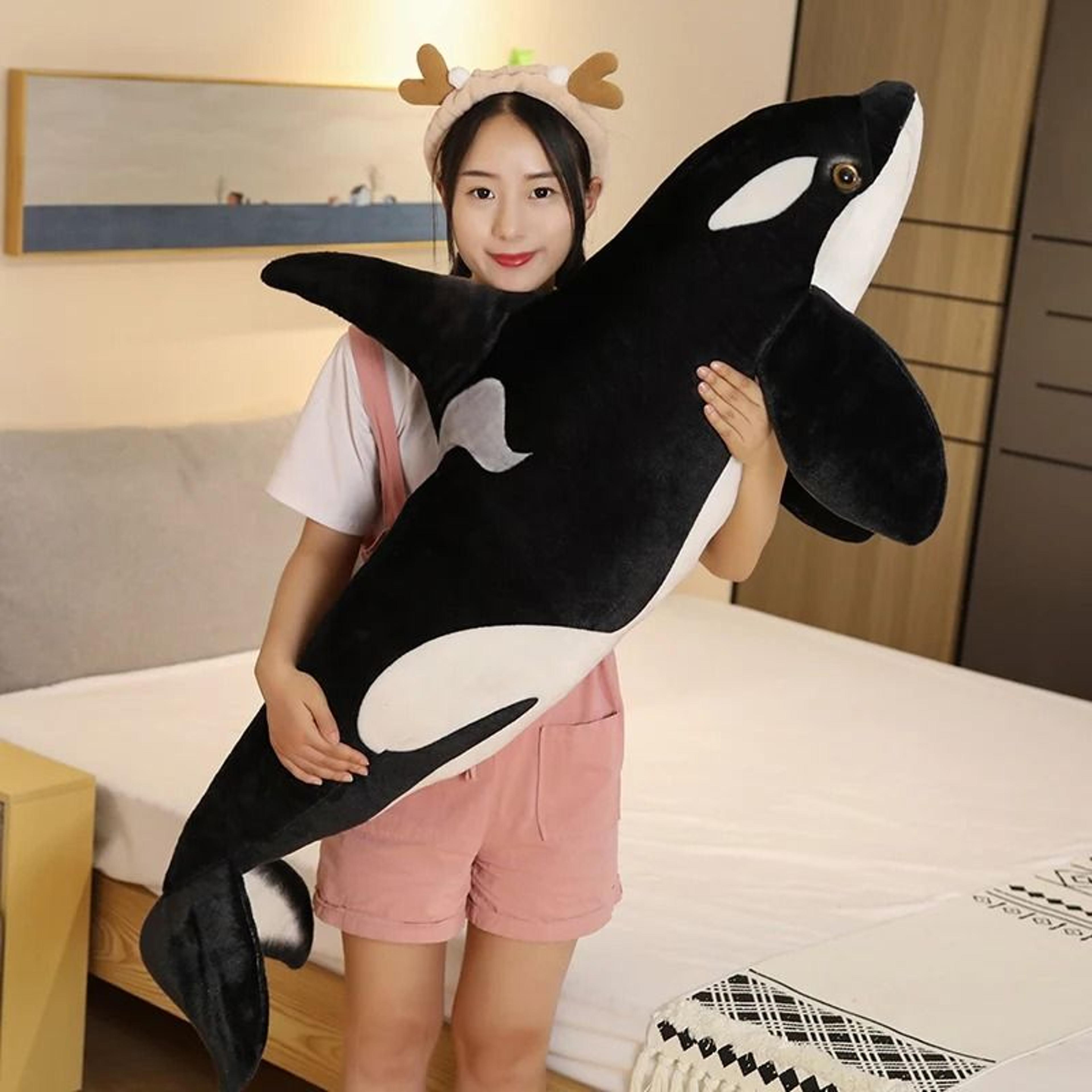 lifelike orca whale plush toy soft stuffed sea animal