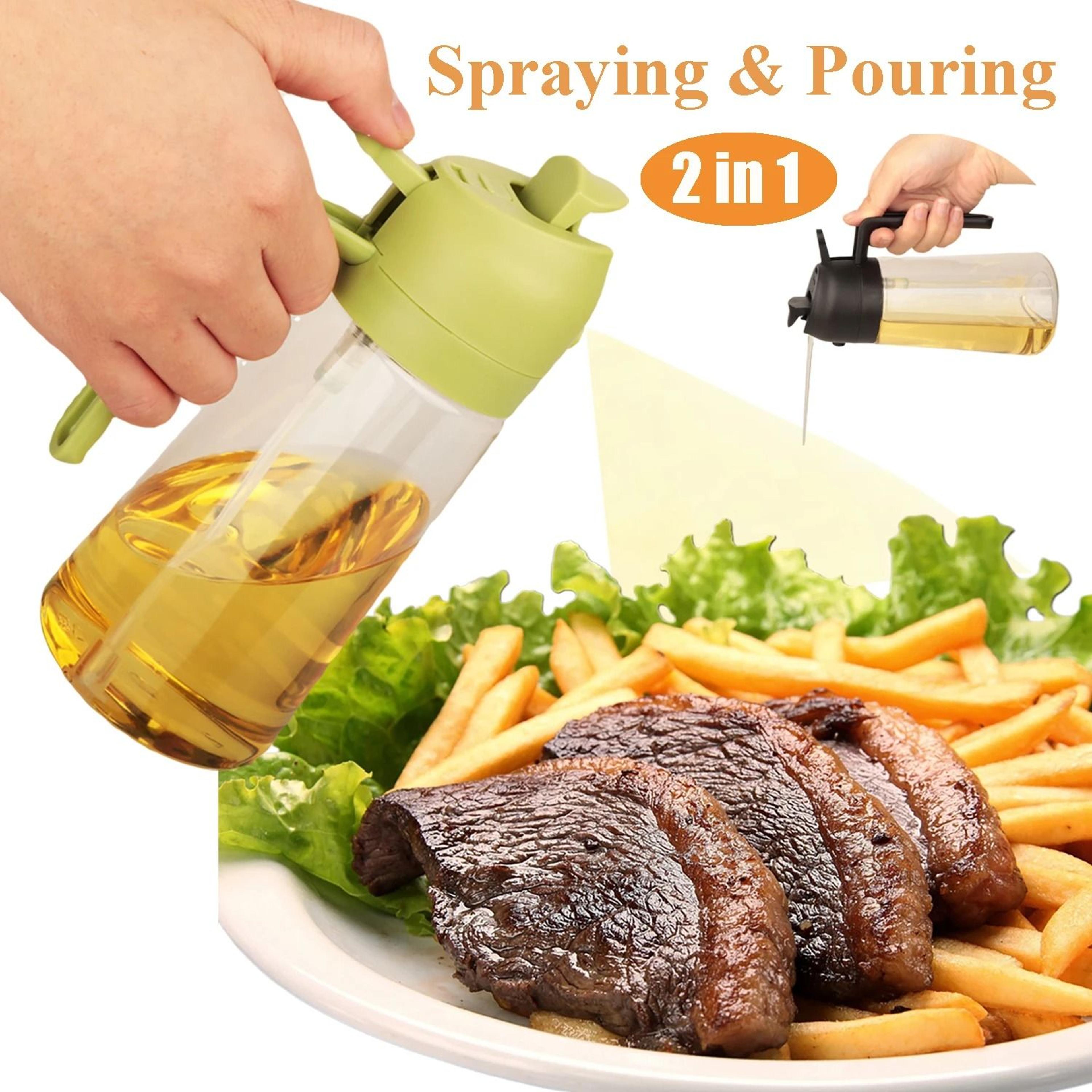 two in one oil dispenser and sprayer bottle set for cooking and kitchen use
