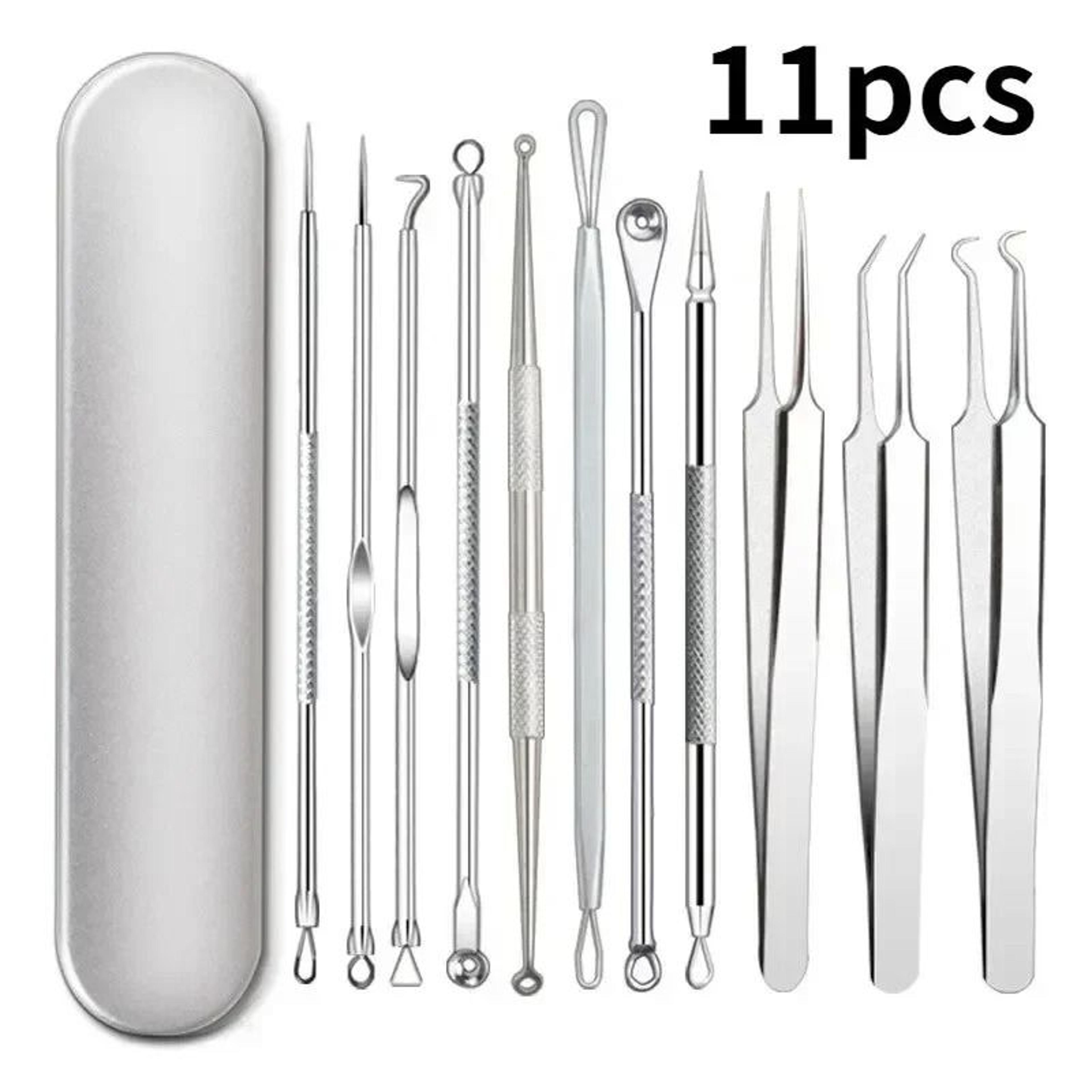 faciaacne and blackhead remover tool set with ultra fine tweezers and extractor needles