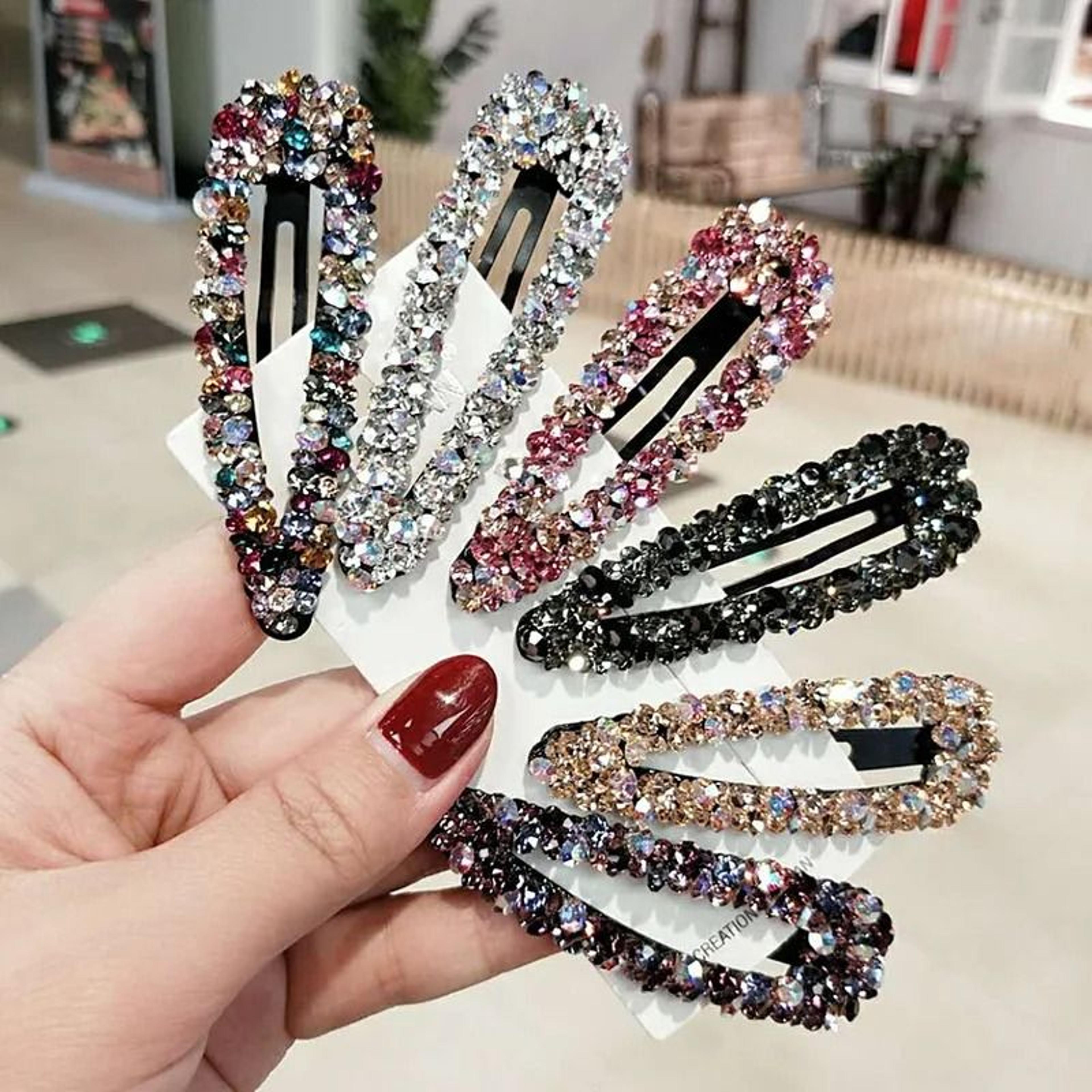 colored diamond luxurious hollow hair clip